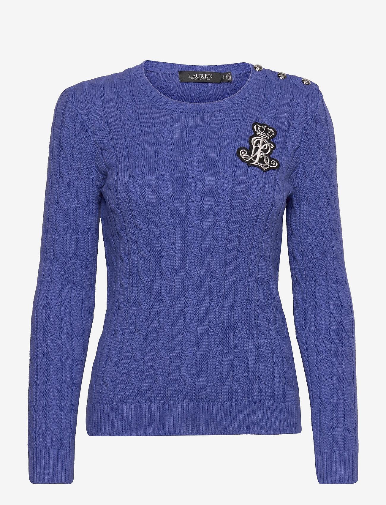 ralph lauren button trim cable sweater