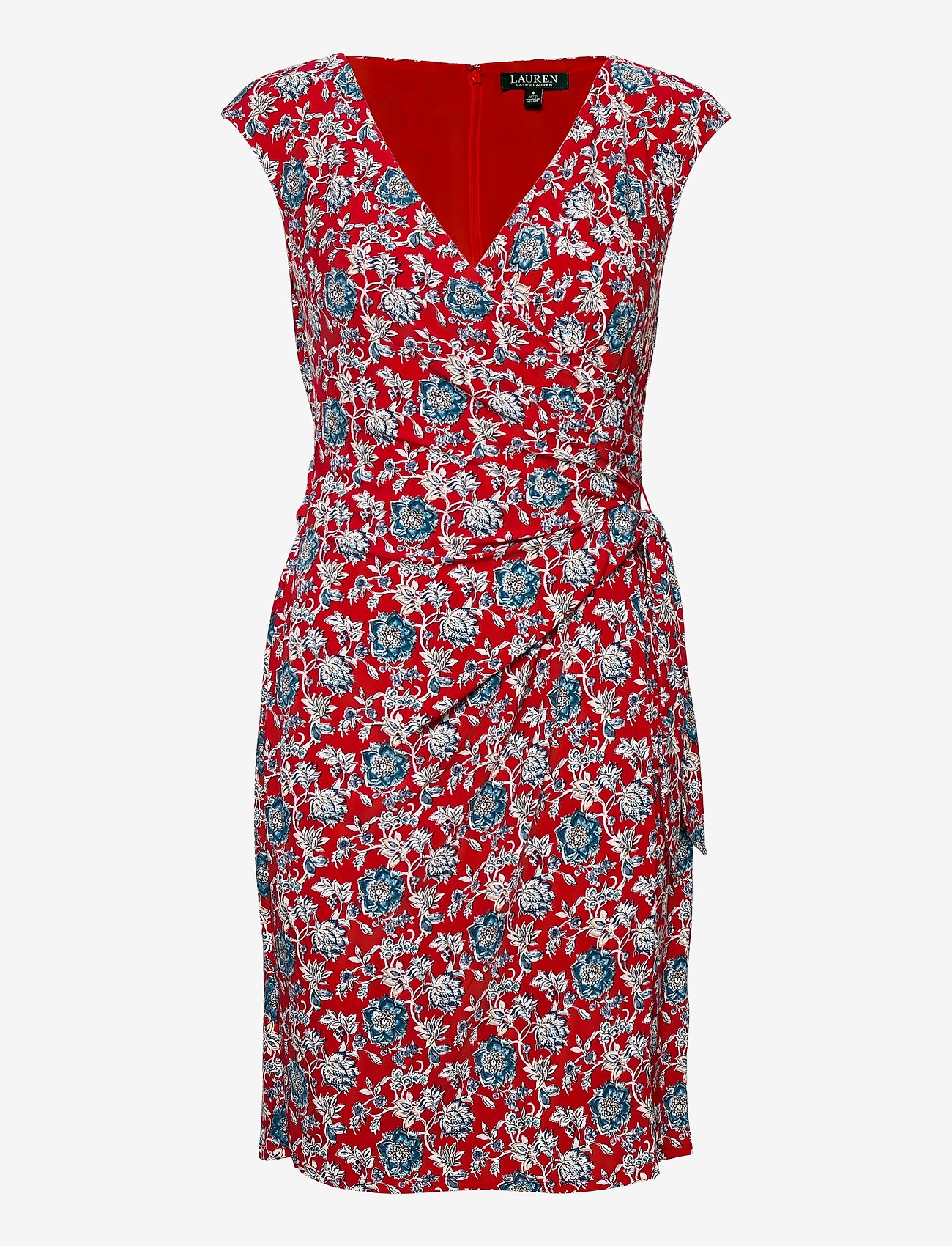 ralph lauren red floral wrap dress
