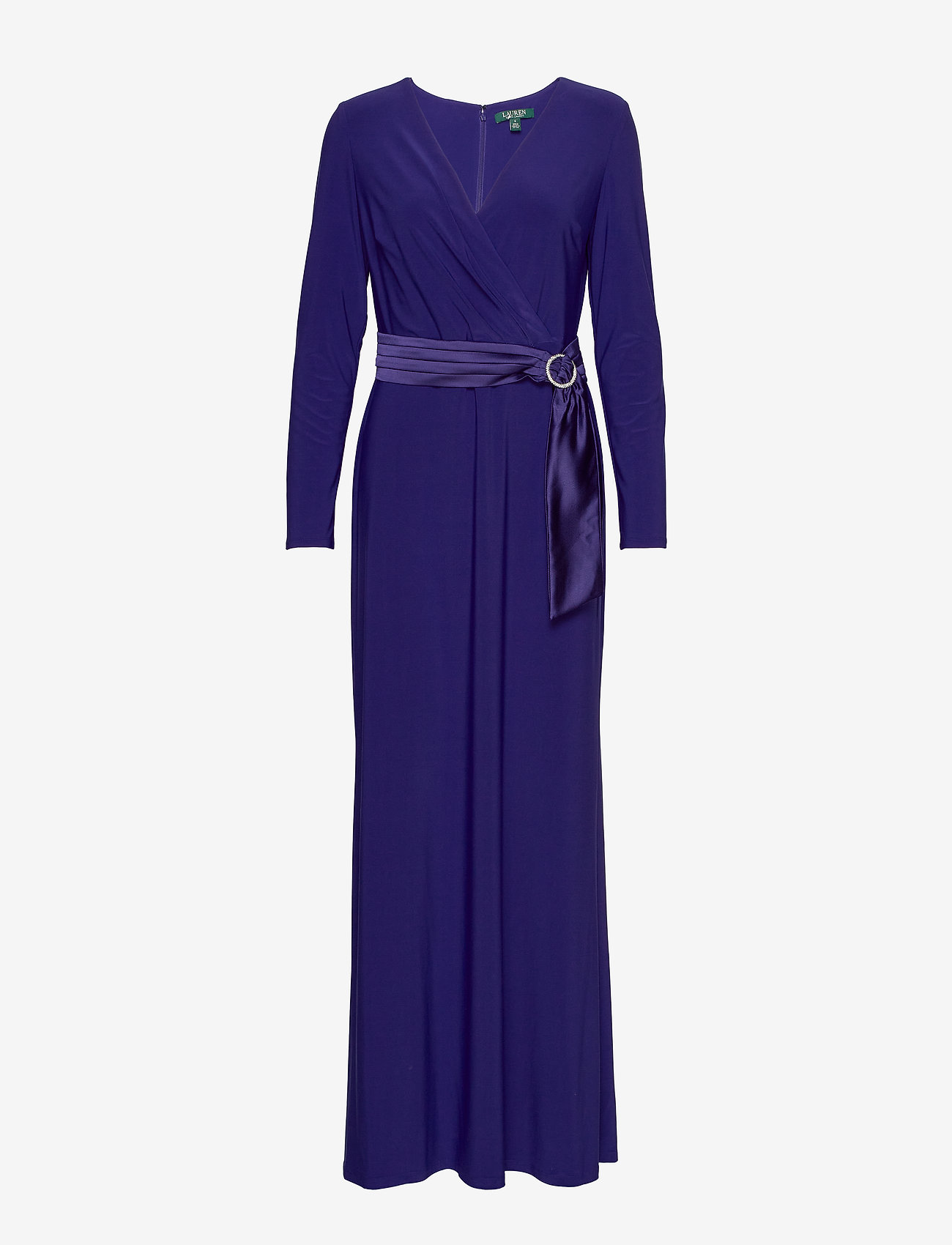 Wrap-style Jersey Gown (Cannes Blue 