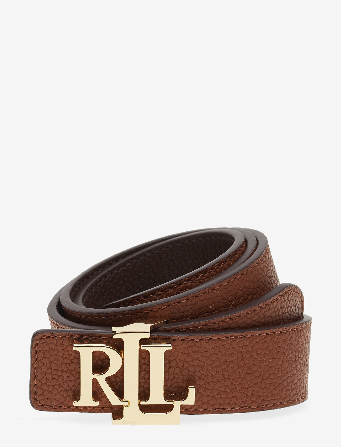 Lauren Ralph Lauren - Logo Leather Belt - vyöt - lauren tan/dark b - 1