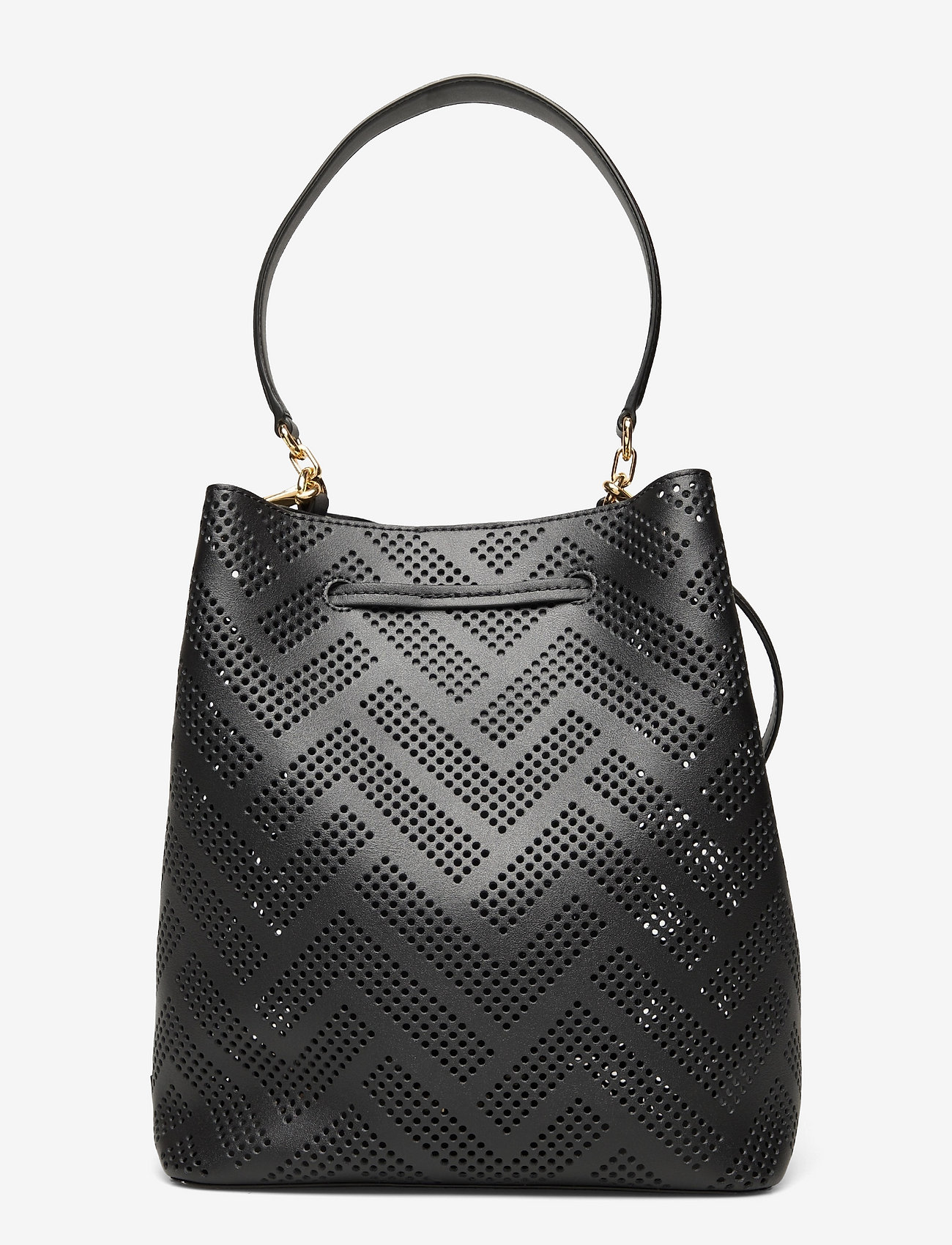 Lauren Ralph Lauren - Perforated Leather Debby Drawstring Bag - black - 1