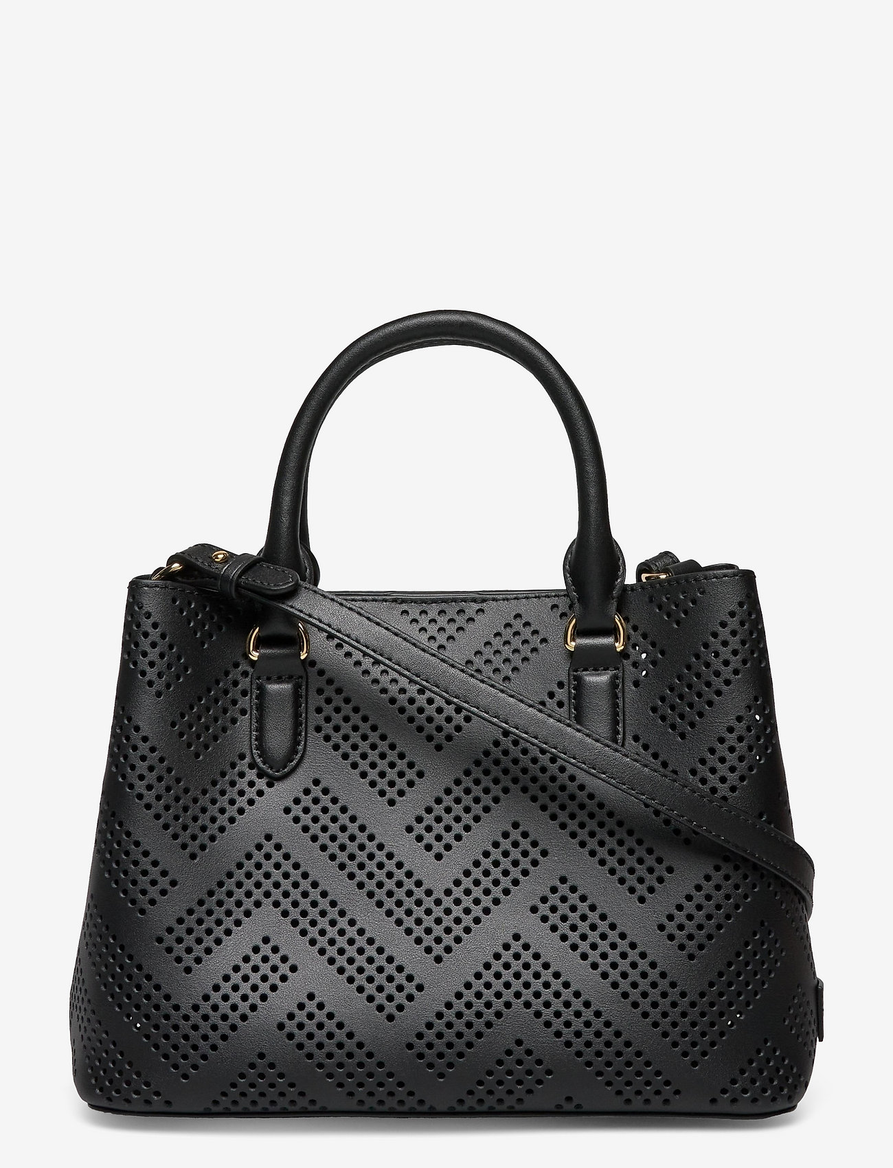 Lauren Ralph Lauren Perforated Leather Marcy Ii Satchel (Black) 2299