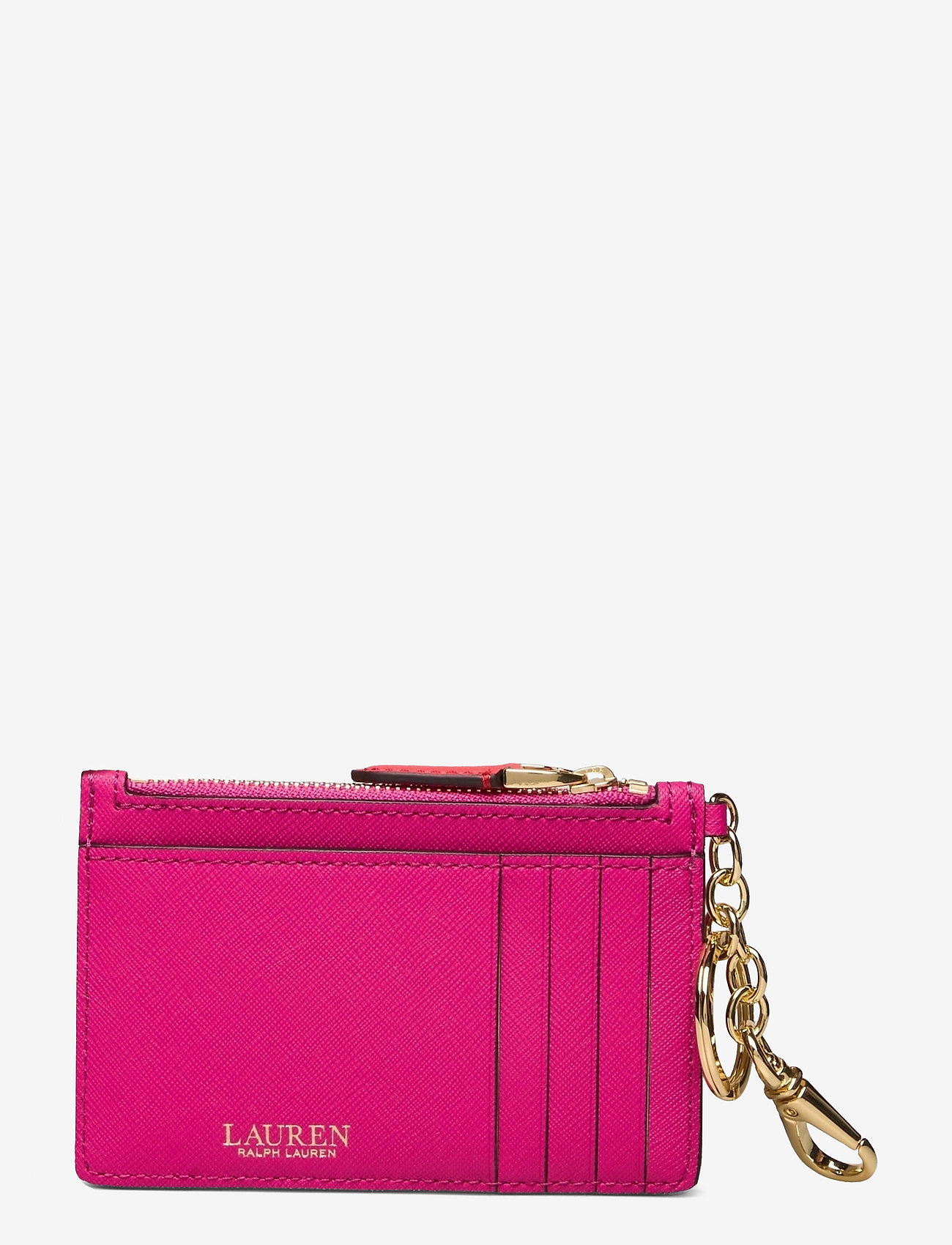 Lauren Ralph Lauren Crosshatch Leather Zip Card Case Portemonnaies