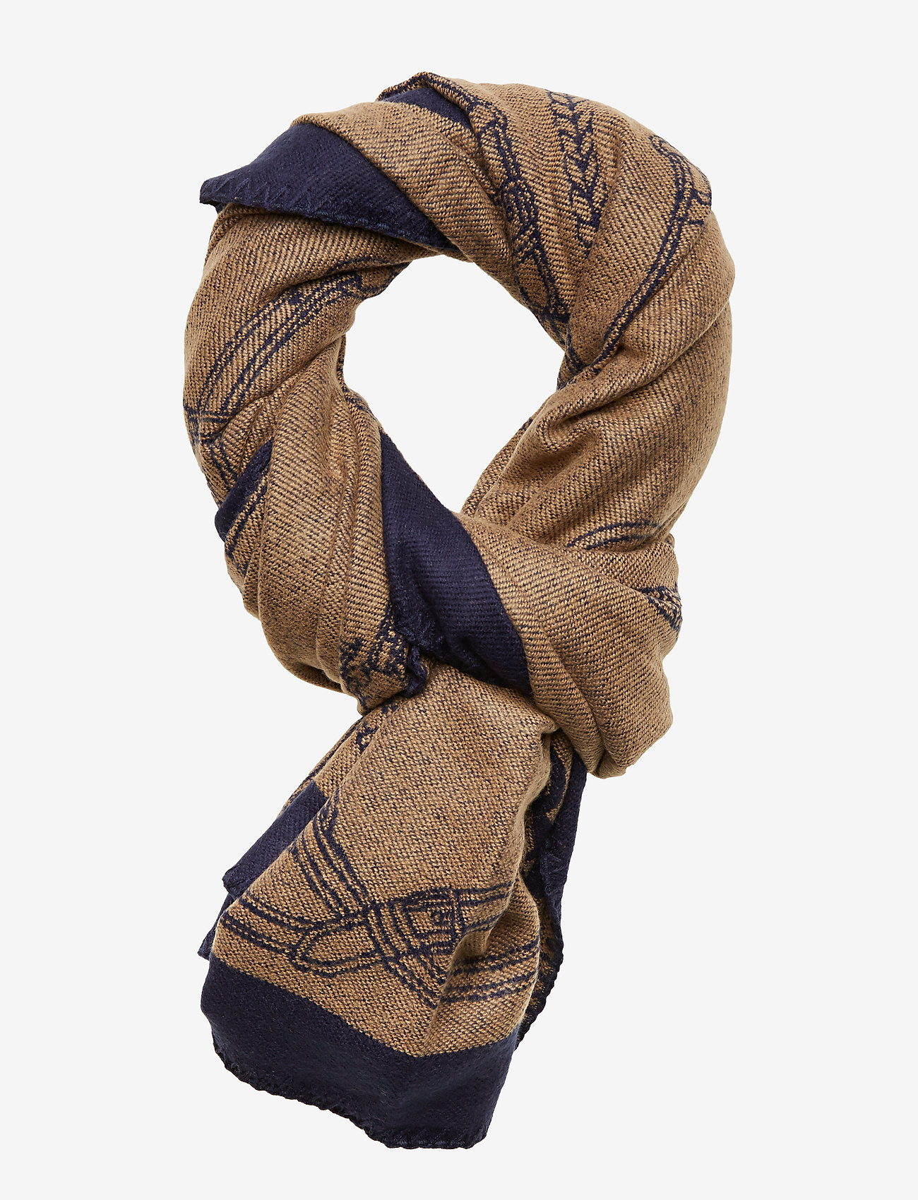 Equestrian Wrap Scarf (Navy/camel) (65.40 €) - Lauren Ralph Lauren ...