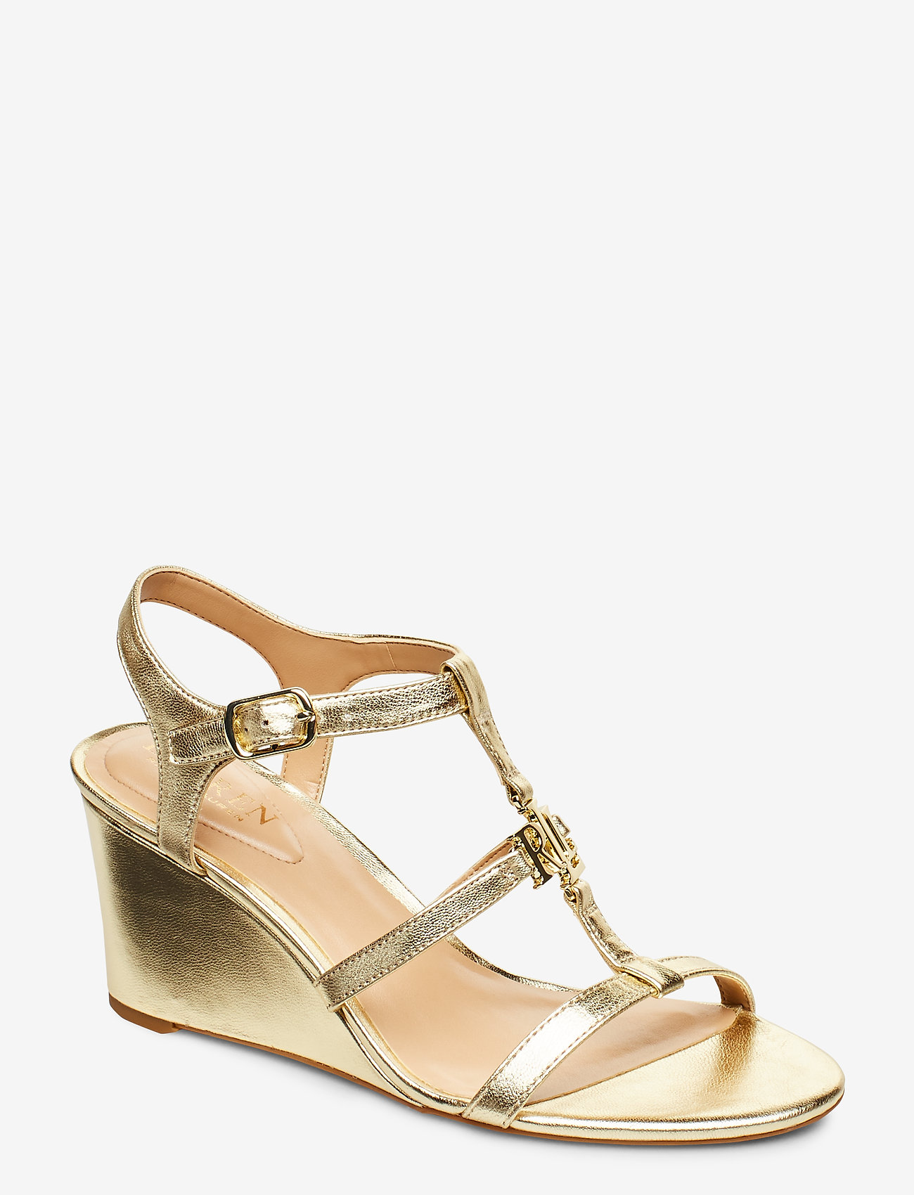 ralph lauren gold wedges