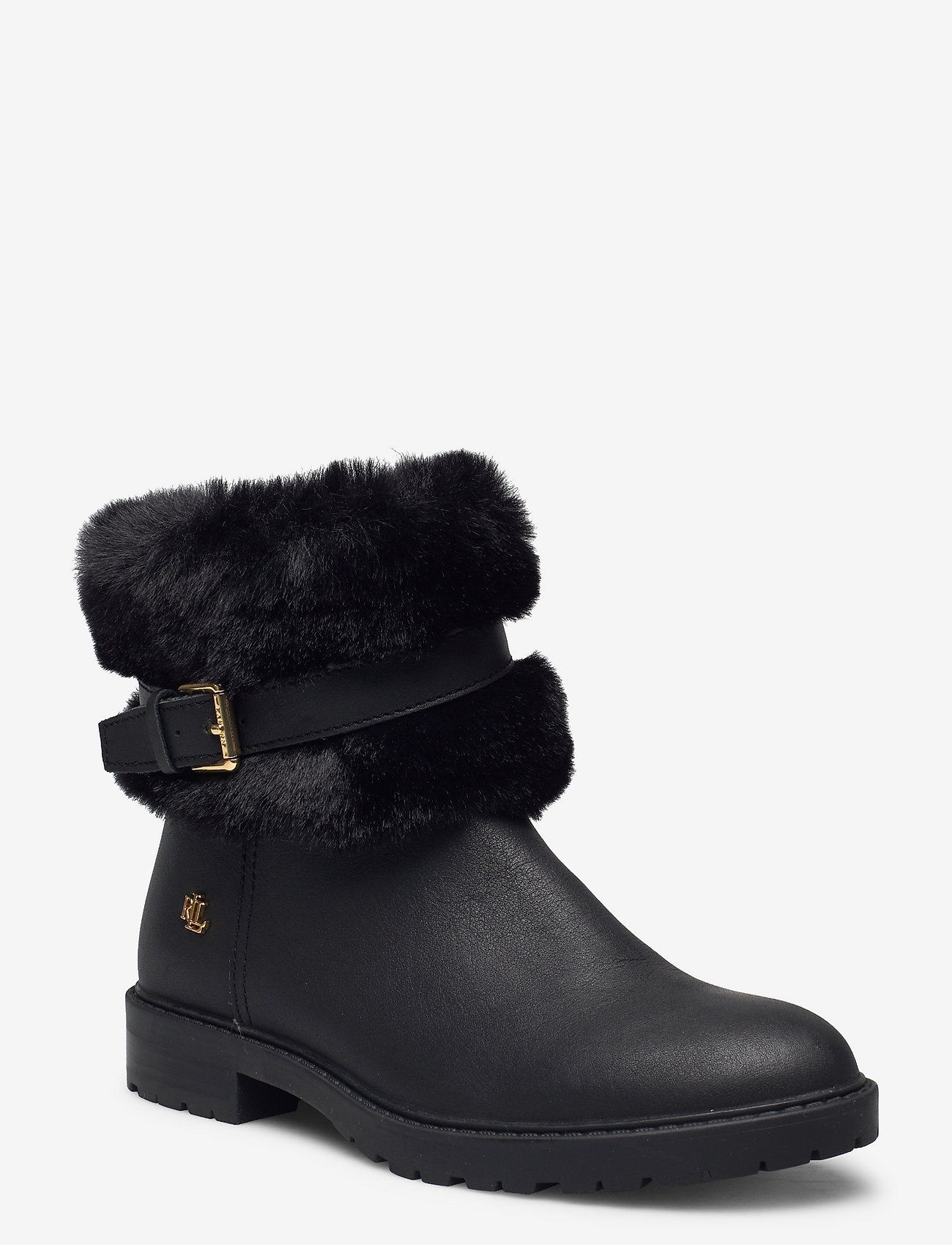 Lauren Ralph Lauren - Evanston Waterproof Leather Boot - tasapohjaiset nilkkurit - black/black - 0