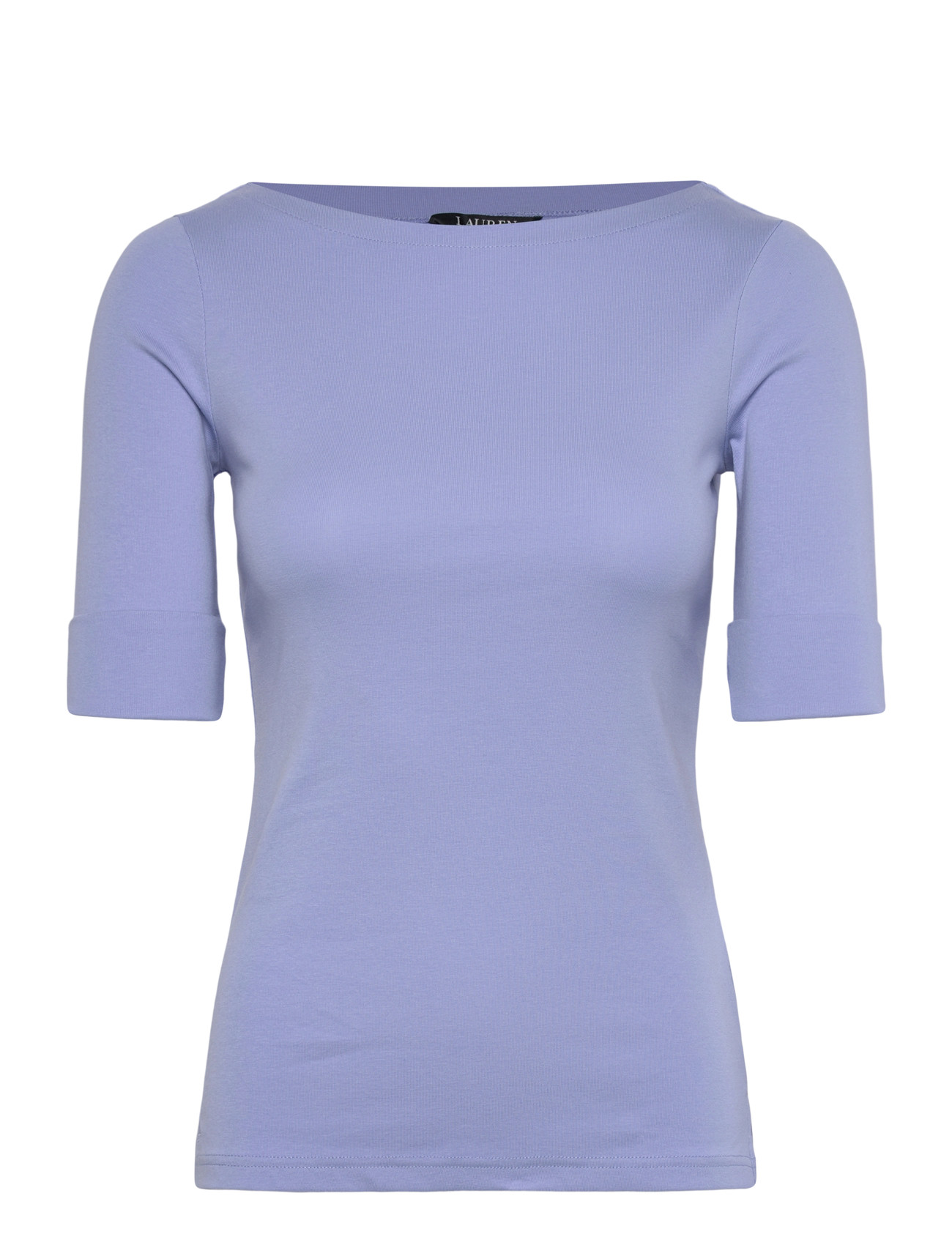 Lauren Ralph Lauren Stretch Cotton Boatneck Tee, M, Purple, T-Shirts & Toppe > Kortærmede, Dame