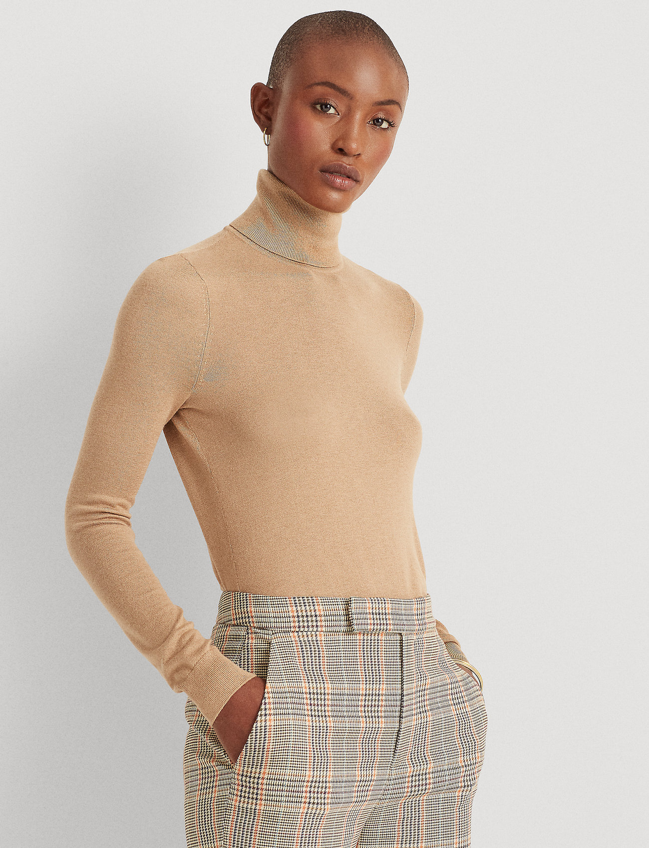 Beige ribbed clearance turtleneck