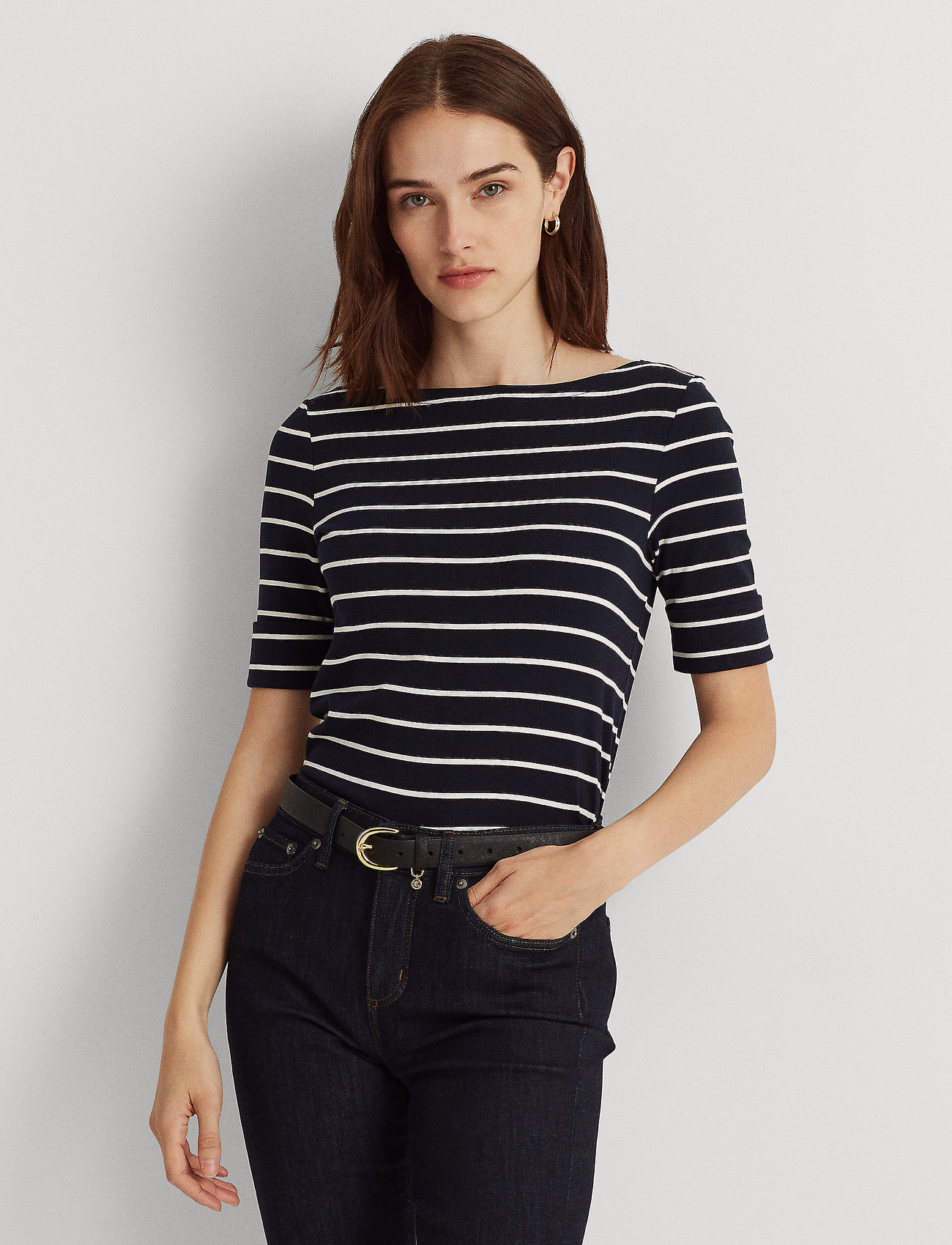 Lauren Ralph Lauren Striped Boatneck Top - T-shirts 