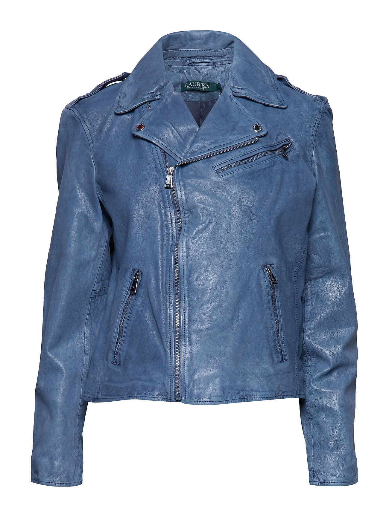 Burnished Leather Jacket (Indigo Leather) (323.95 €) - Lauren Ralph ...