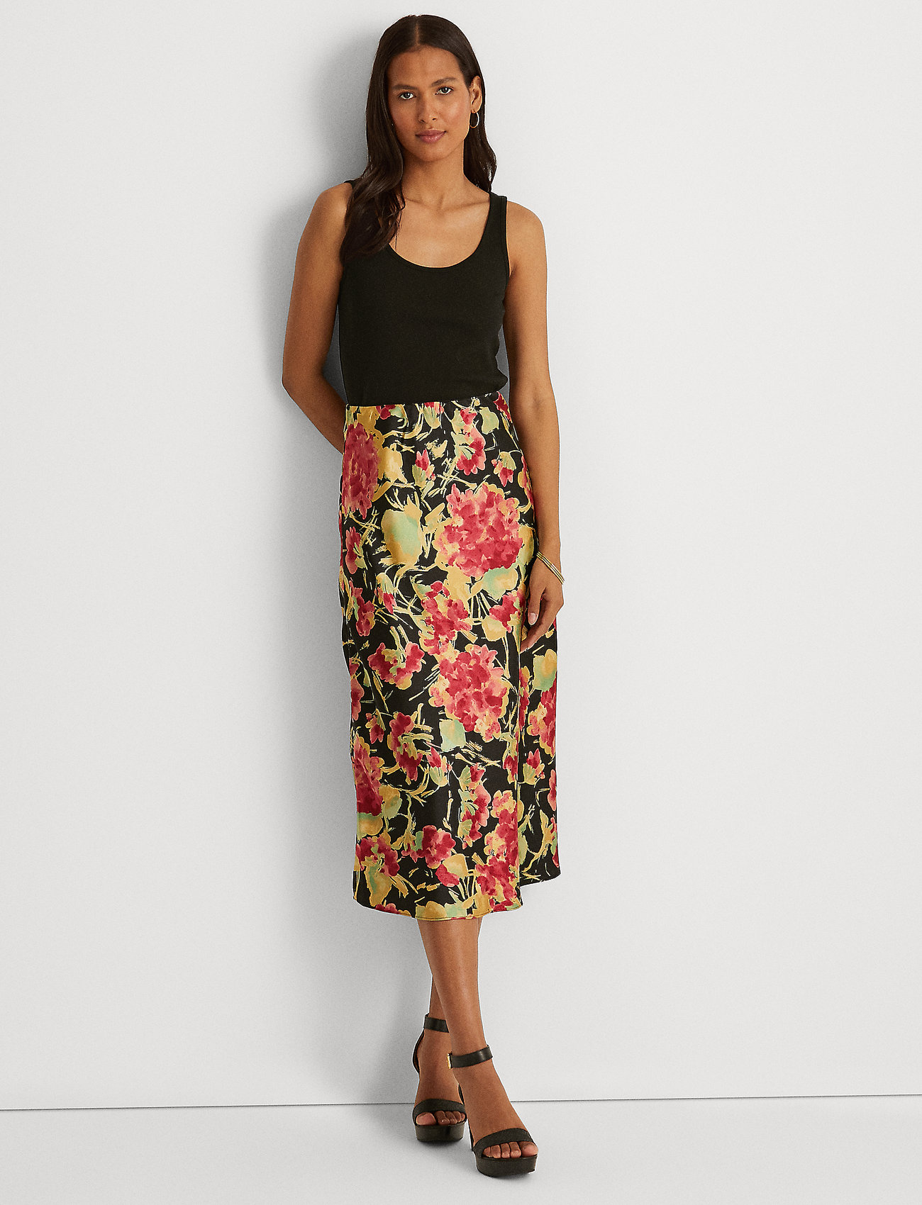 Lauren Ralph Lauren Floral Charmeuse Midi Skirt - Maxi skirts 