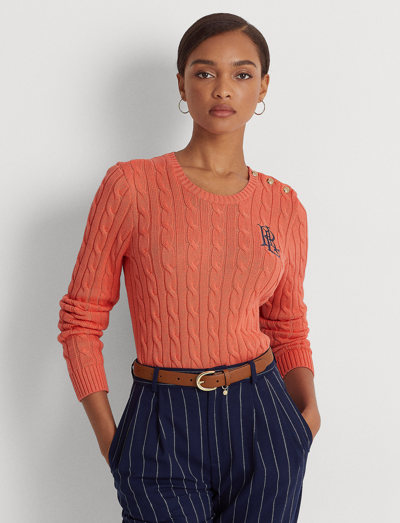 Lauren Ralph Lauren Button-trim Cable-knit Sweater - Jumpers 
