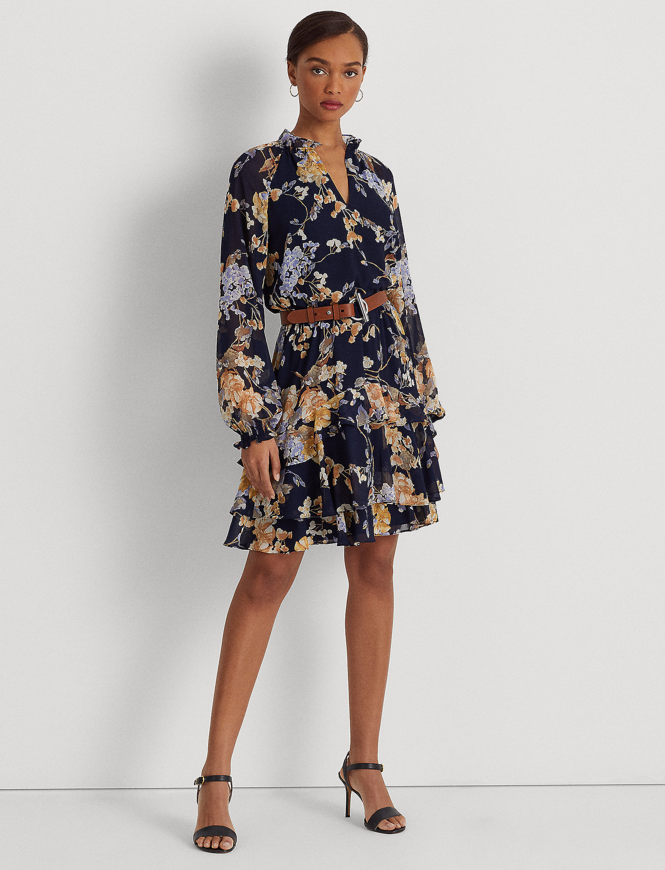 Lauren Ralph Lauren Floral Belted Crinkle Georgette Dress - Short Dresses -  