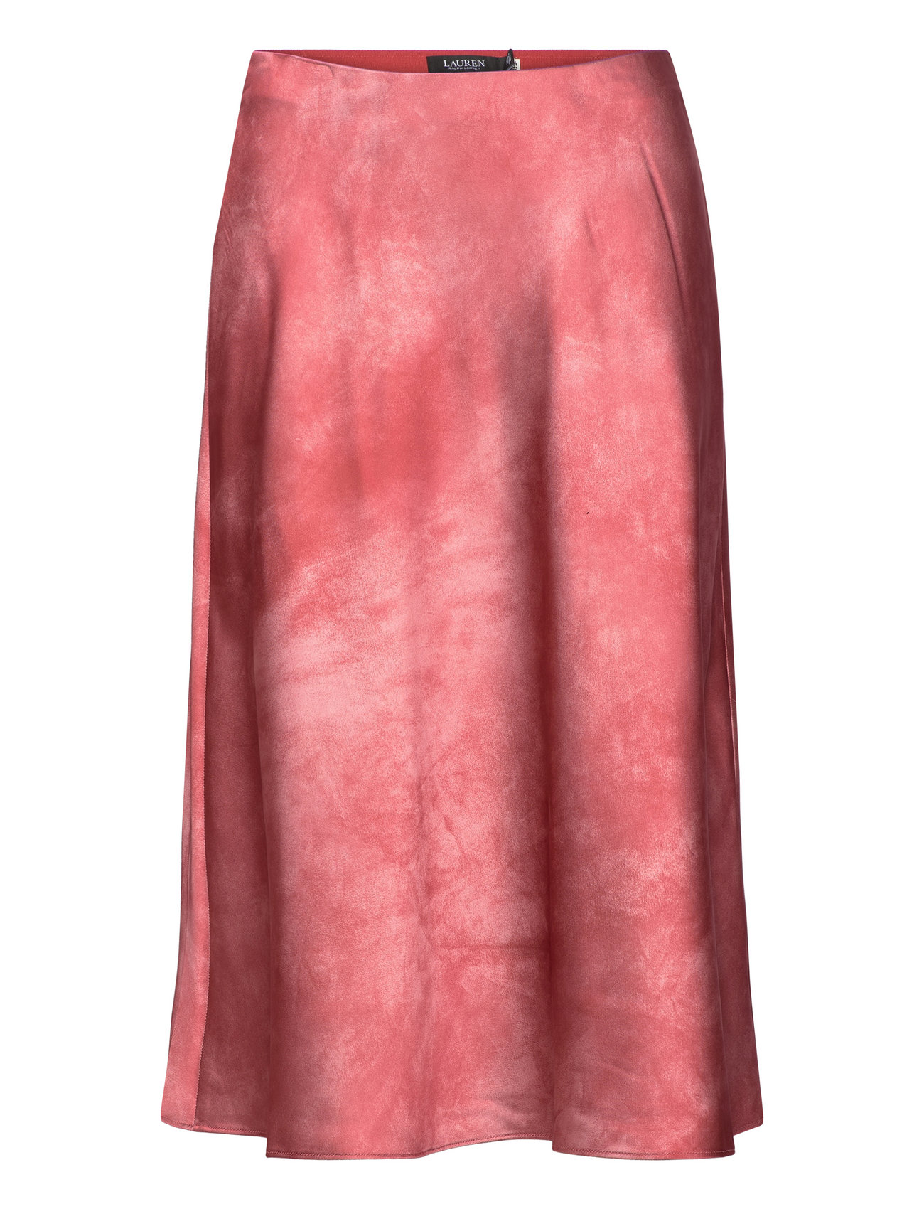 Tie-Dye-Print Satin Skirt Knælang Nederdel Red Lauren Ralph Lauren
