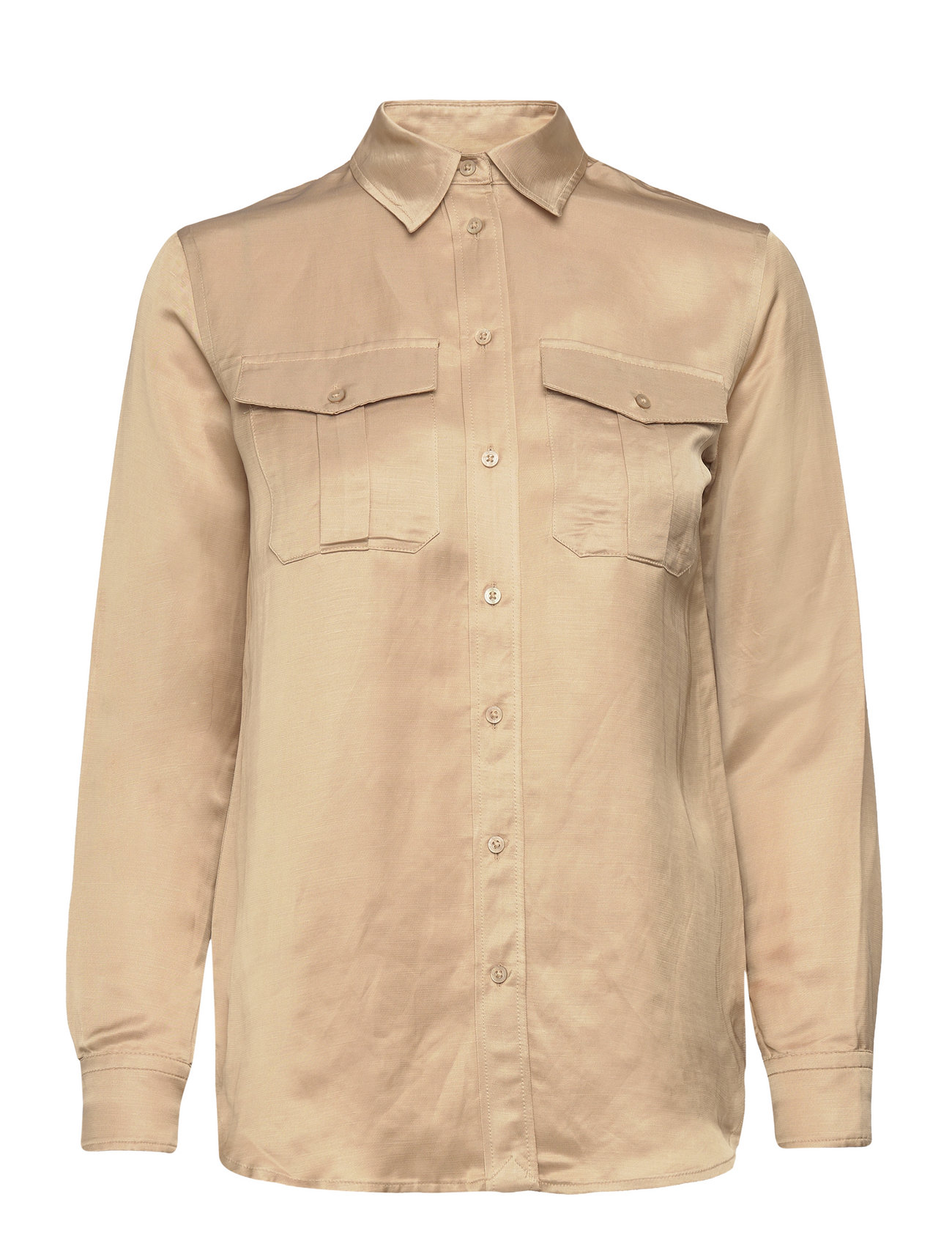 Lauren Ralph Lauren Satin Shantung Shirt Beige