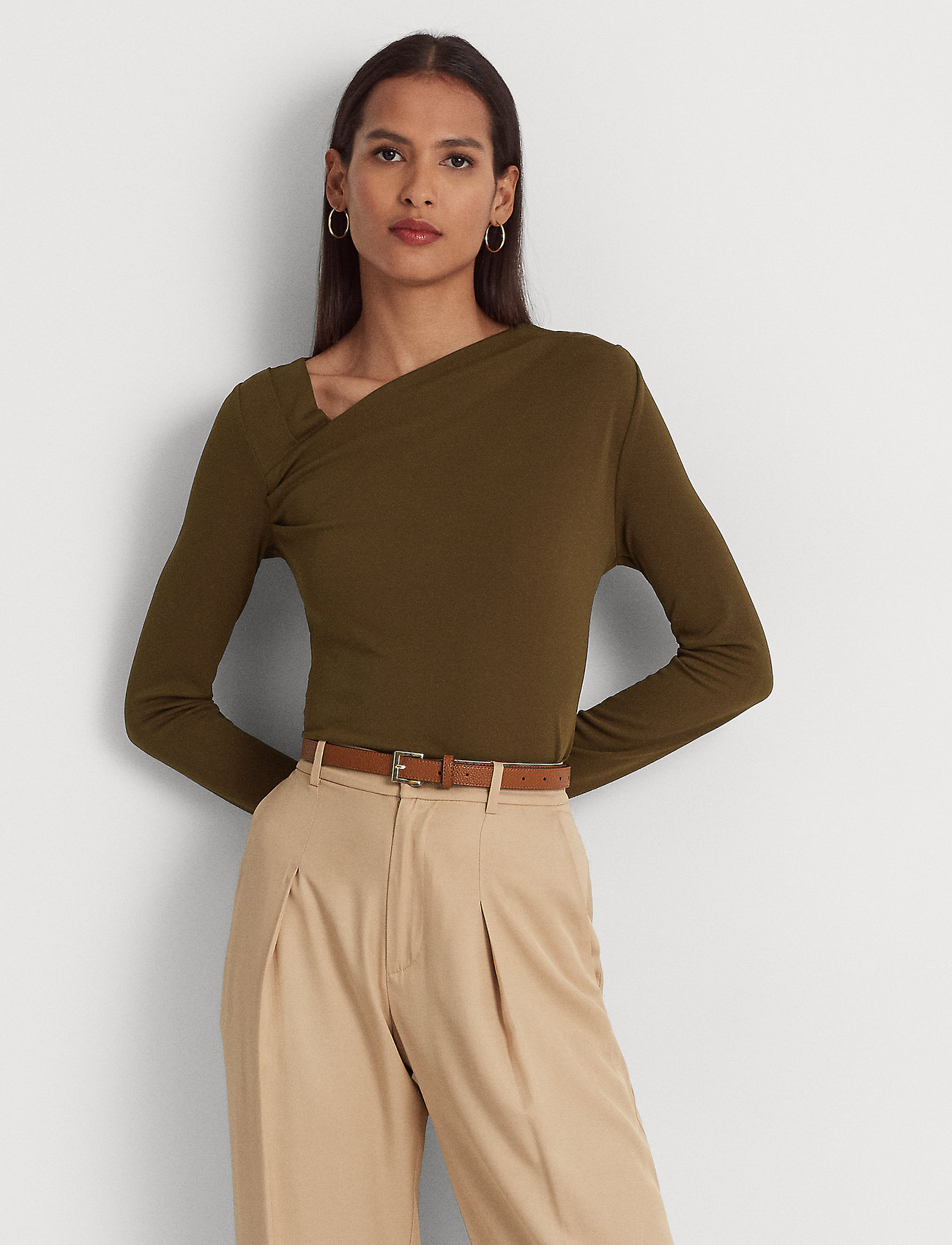 Lauren Ralph Lauren Asymmetrical Stretch Jersey Top - Long-sleeved tops 