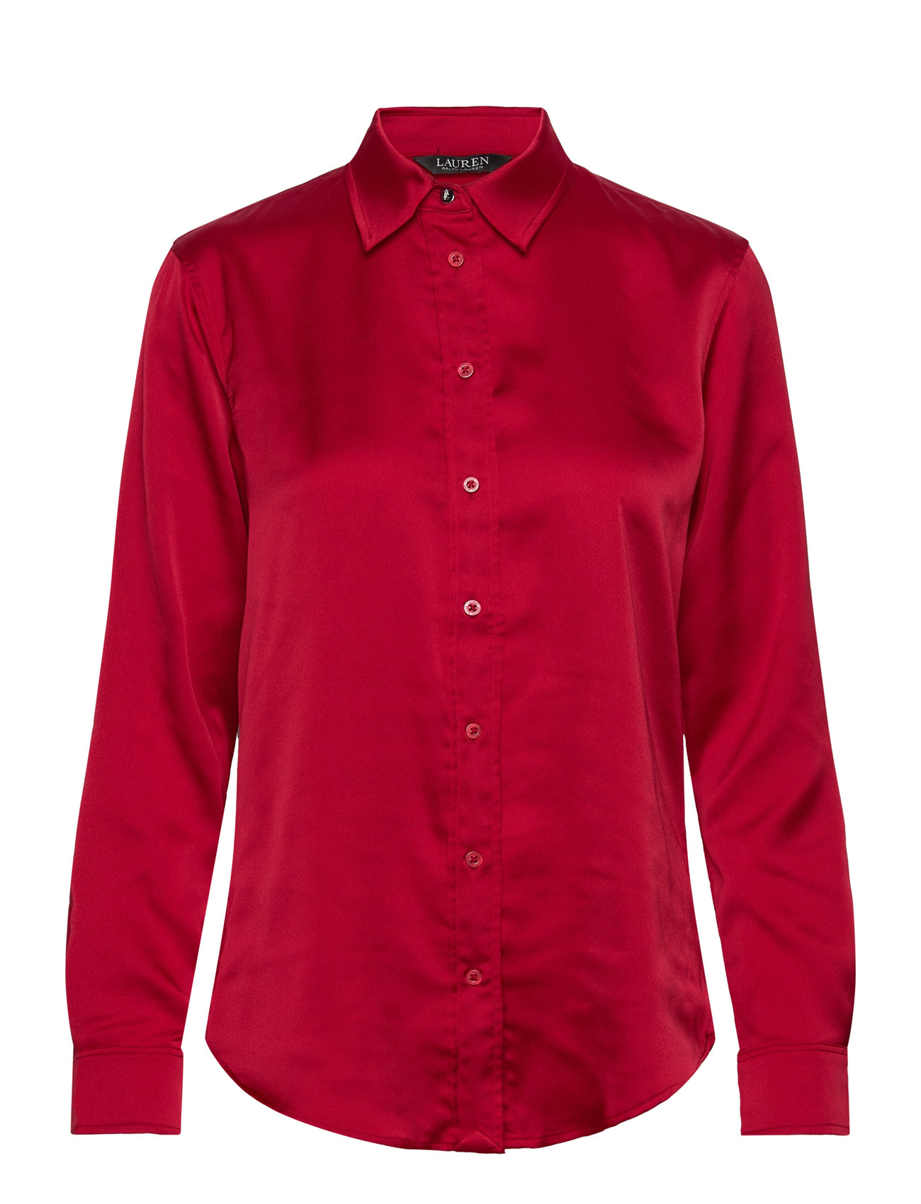 Lauren Ralph Lauren Classic Fit Satin Charmeuse Shirt Röd