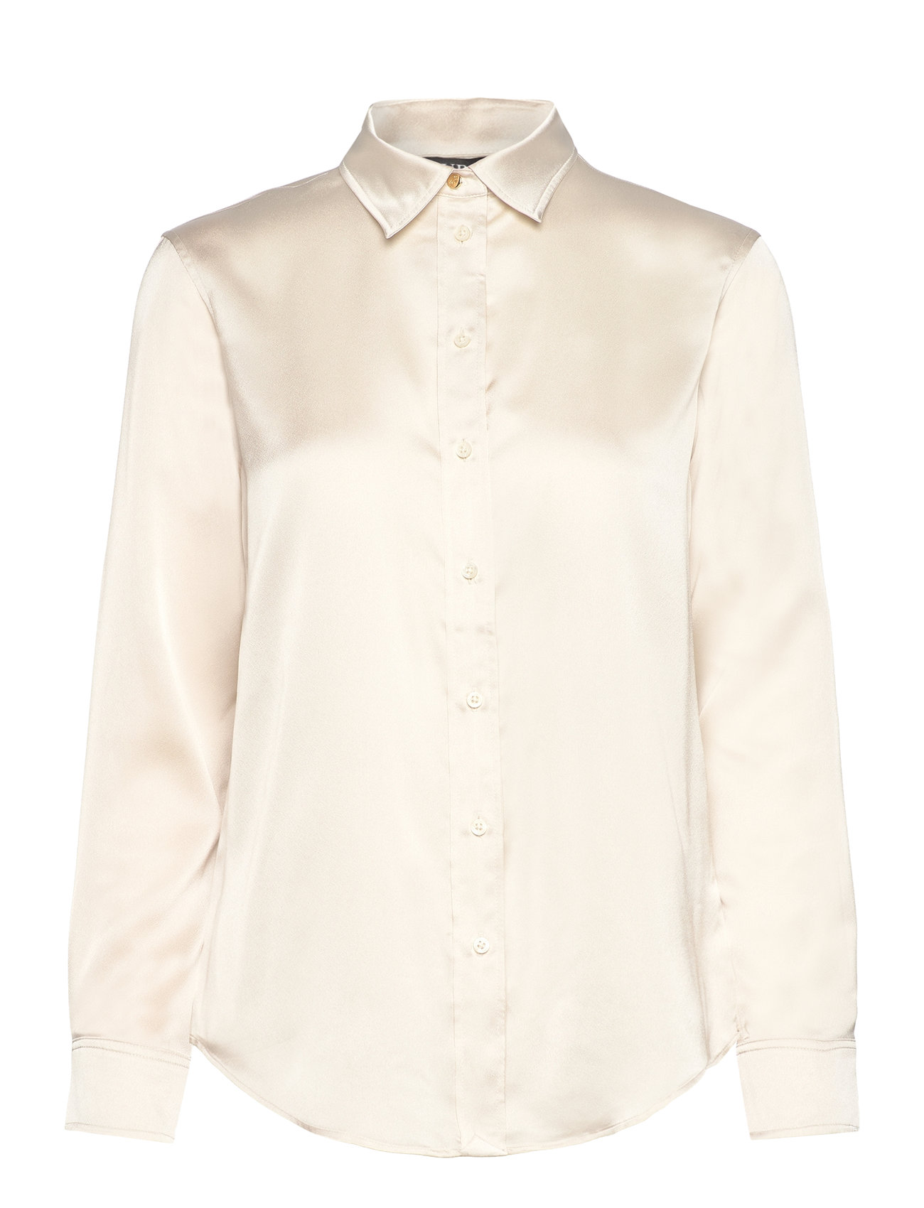 Lauren Ralph Lauren Classic Fit Satin Charmeuse Shirt Kräm