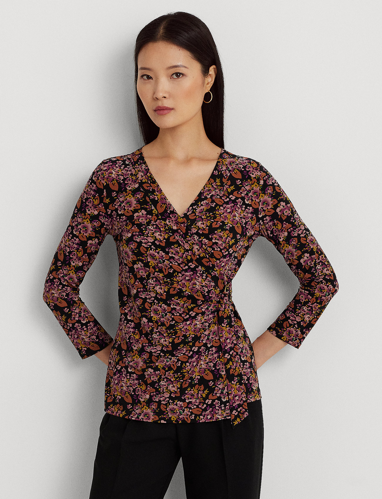 Lauren Ralph Lauren Floral Stretch Jersey Top - Long-sleeved tops 