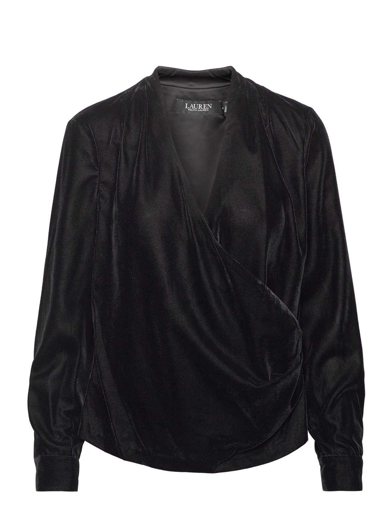 Pleated Velvet Surplice Blouse Black Lauren Ralph Lauren