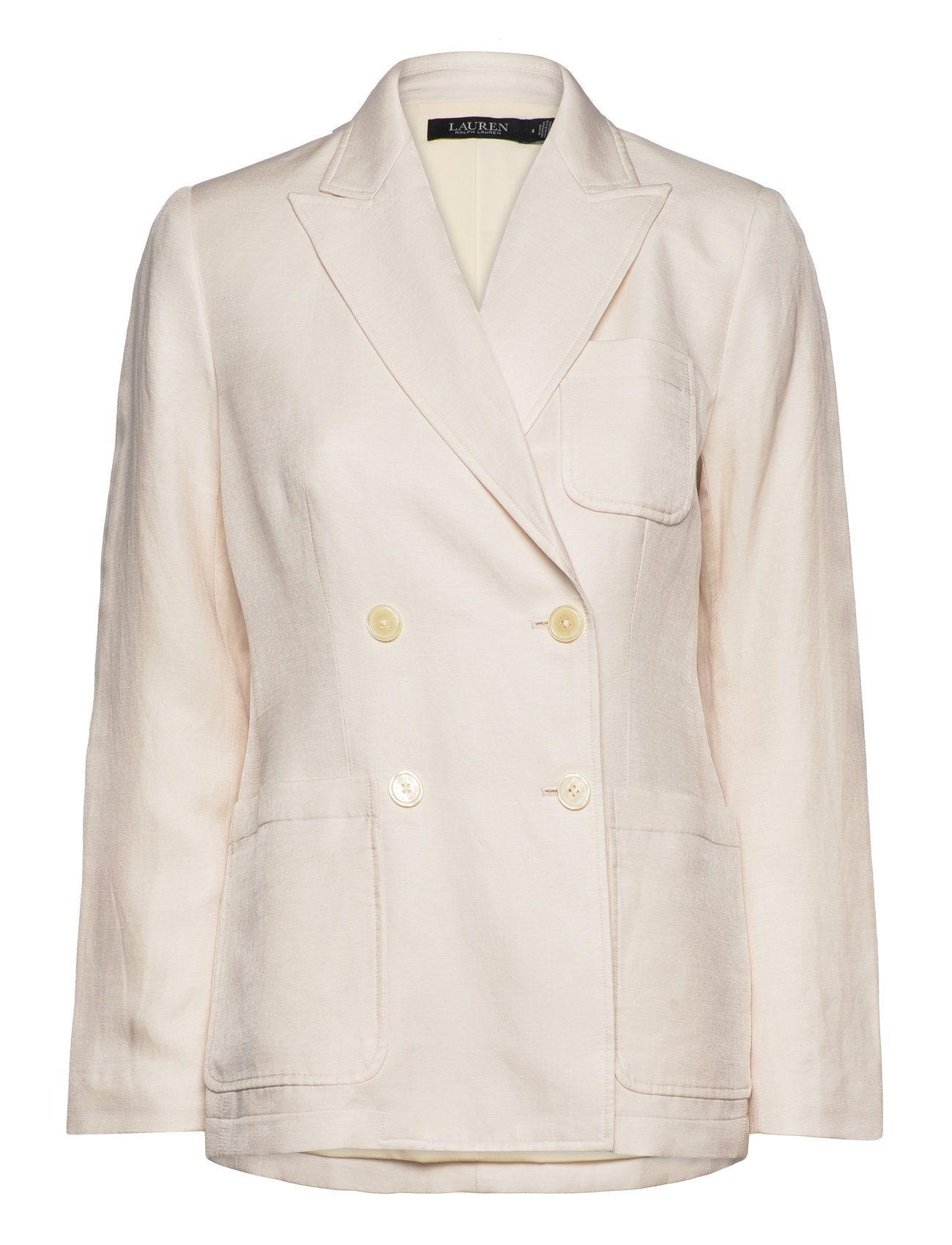 Lauren Ralph Lauren Double-Breasted Linen-Blend Twill Blazer Kräm