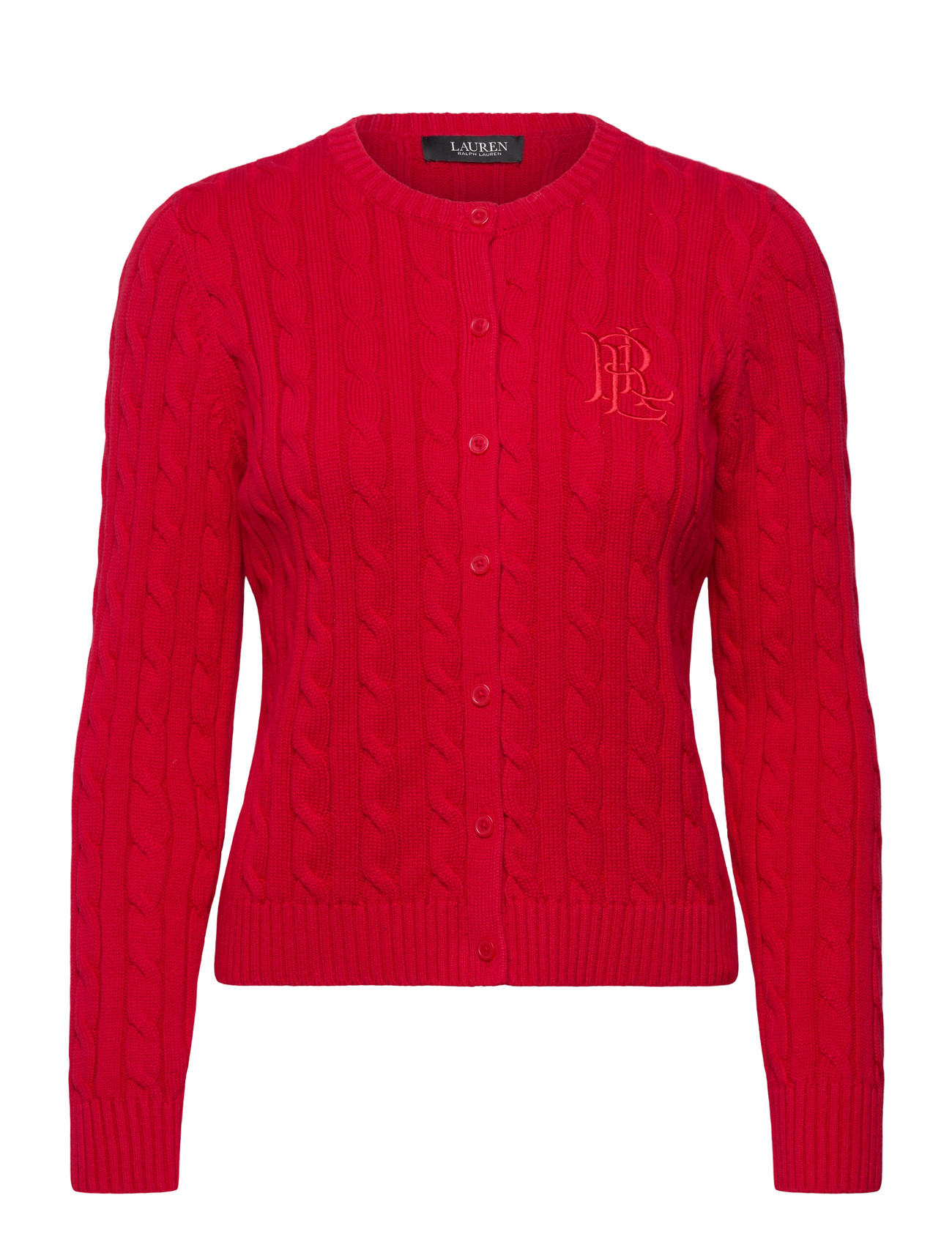 Lauren Ralph Lauren Cable-Knit Cotton Cardigan, XS, Red, Strik > Cardigans, Dame