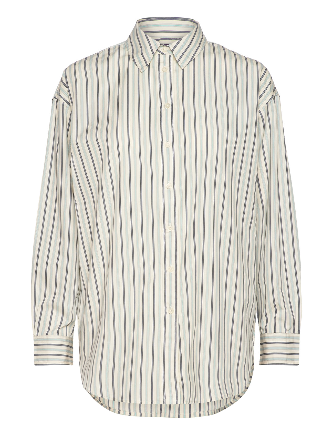 Lauren Ralph Lauren Women's Striped Logo Broadcloth Shirt (XL, Blue/White)