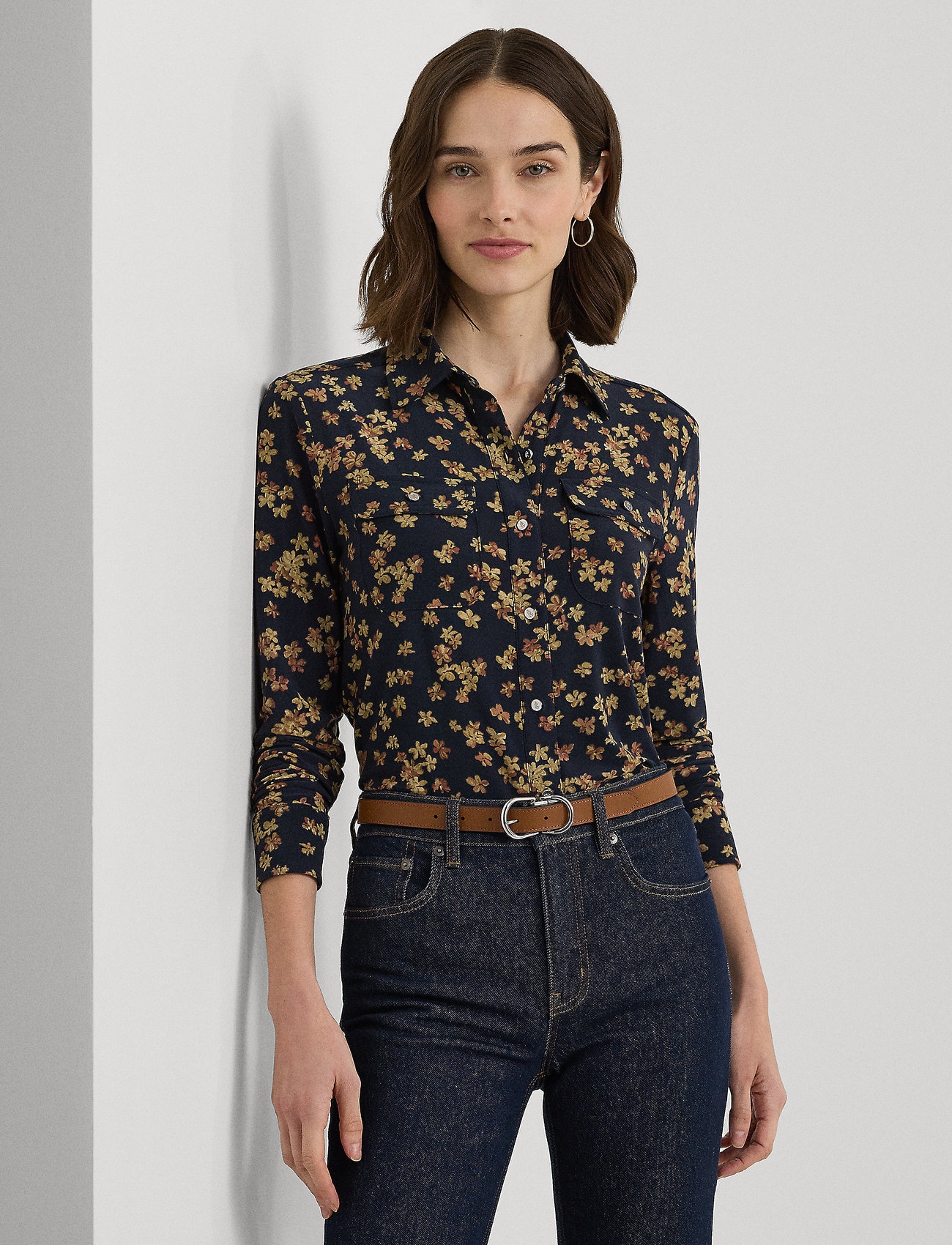 Lauren Ralph Lauren Slim Fit Floral Stretch Jersey Shirt 