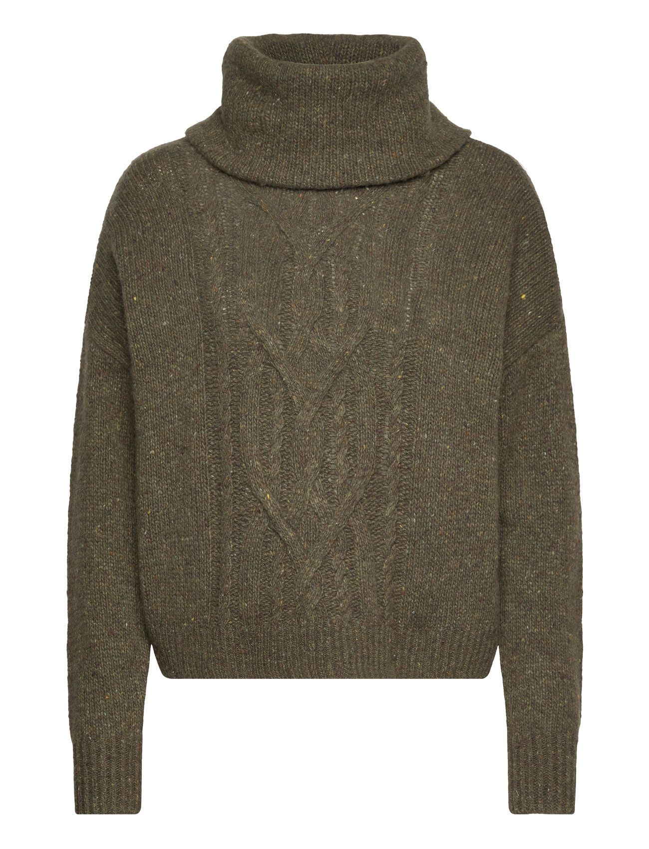 Lauren Ralph Lauren Cable-Knit Wool-Blend Turtleneck Sweater Khaki Green