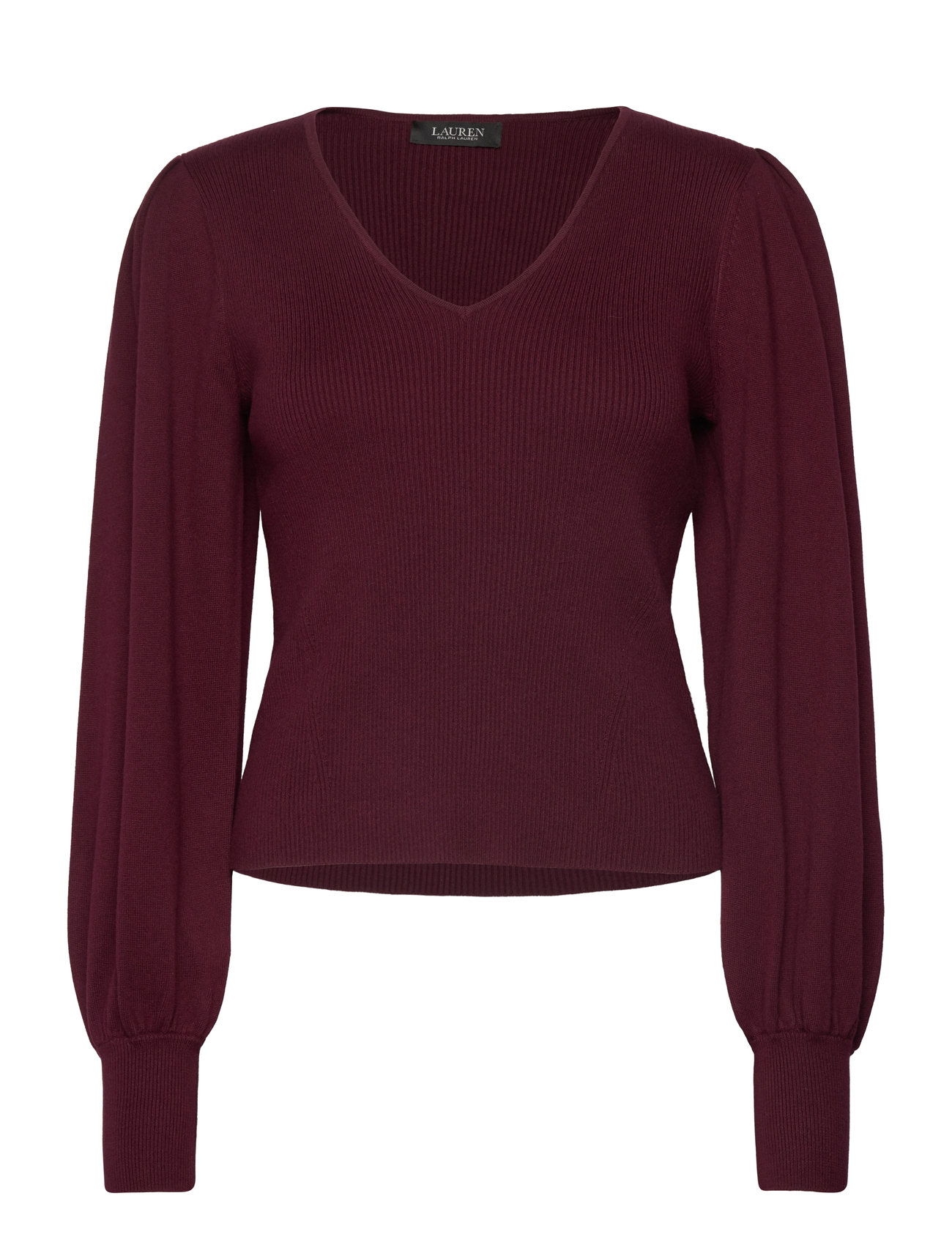 Lauren Ralph Lauren Cotton-Blend Blouson-Sleeve Sweater Burgundy