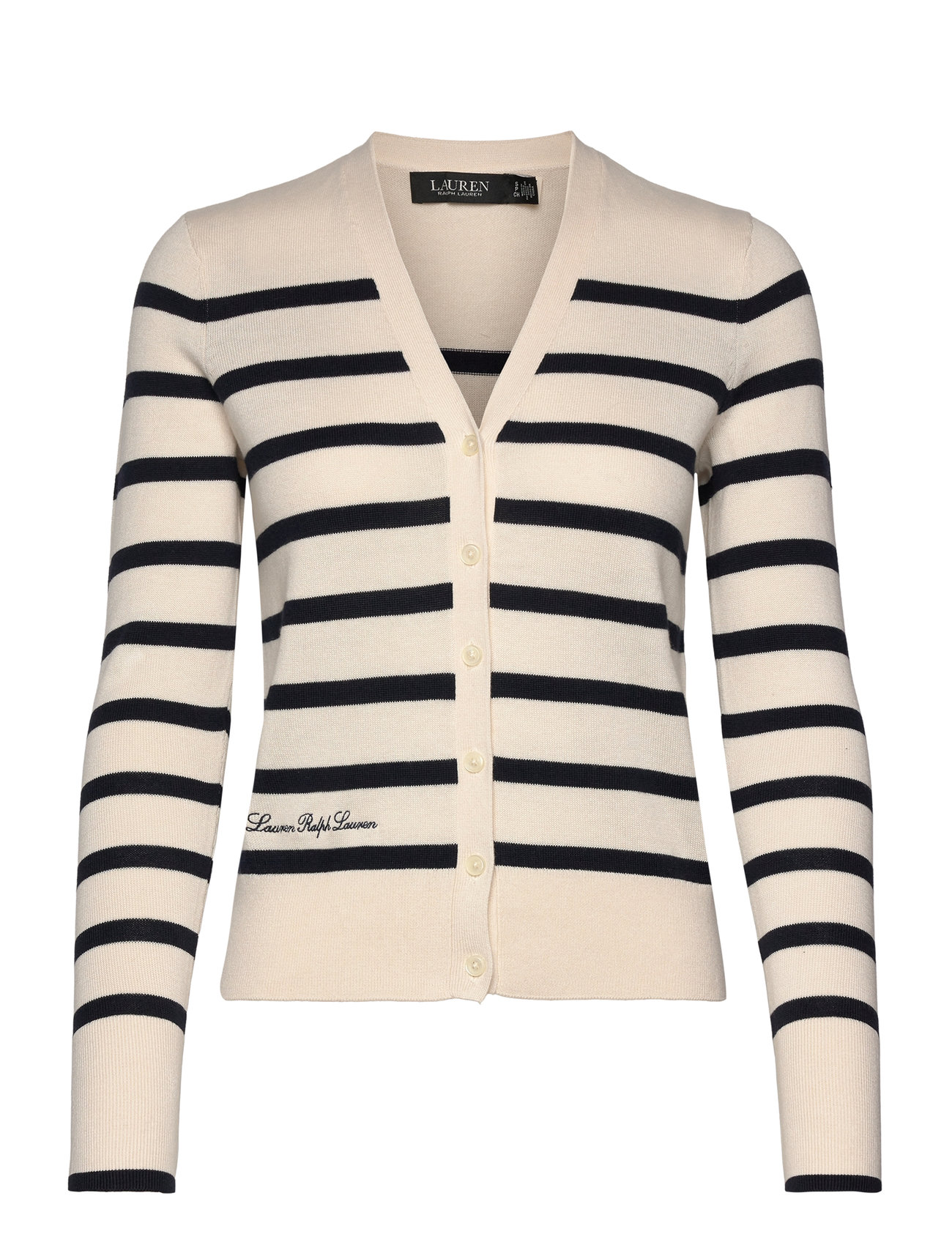 Lauren Ralph Lauren Striped Cotton-Blend Cardigan Beige