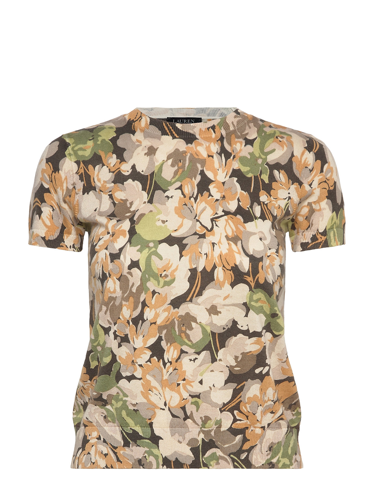 Lauren Ralph Lauren Floral Cotton-Blend Short-Sleeve Sweater, M, Green, T-Shirts & Toppe > Kortærmede, Dame