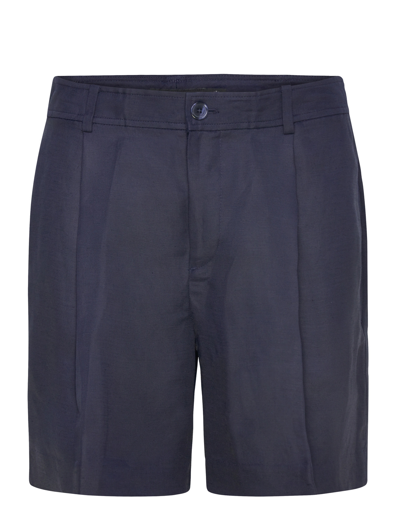 Lauren Ralph Lauren Pleated Linen-Blend Twill Short, 34, Navy, Shorts > Linen Shorts, Dame