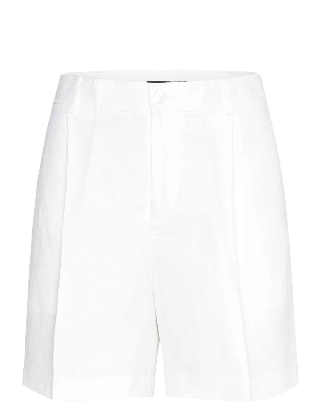 Lauren Ralph Lauren Pleated Linen-Blend Twill Short, 42, White, Shorts > Linen Shorts, Dame