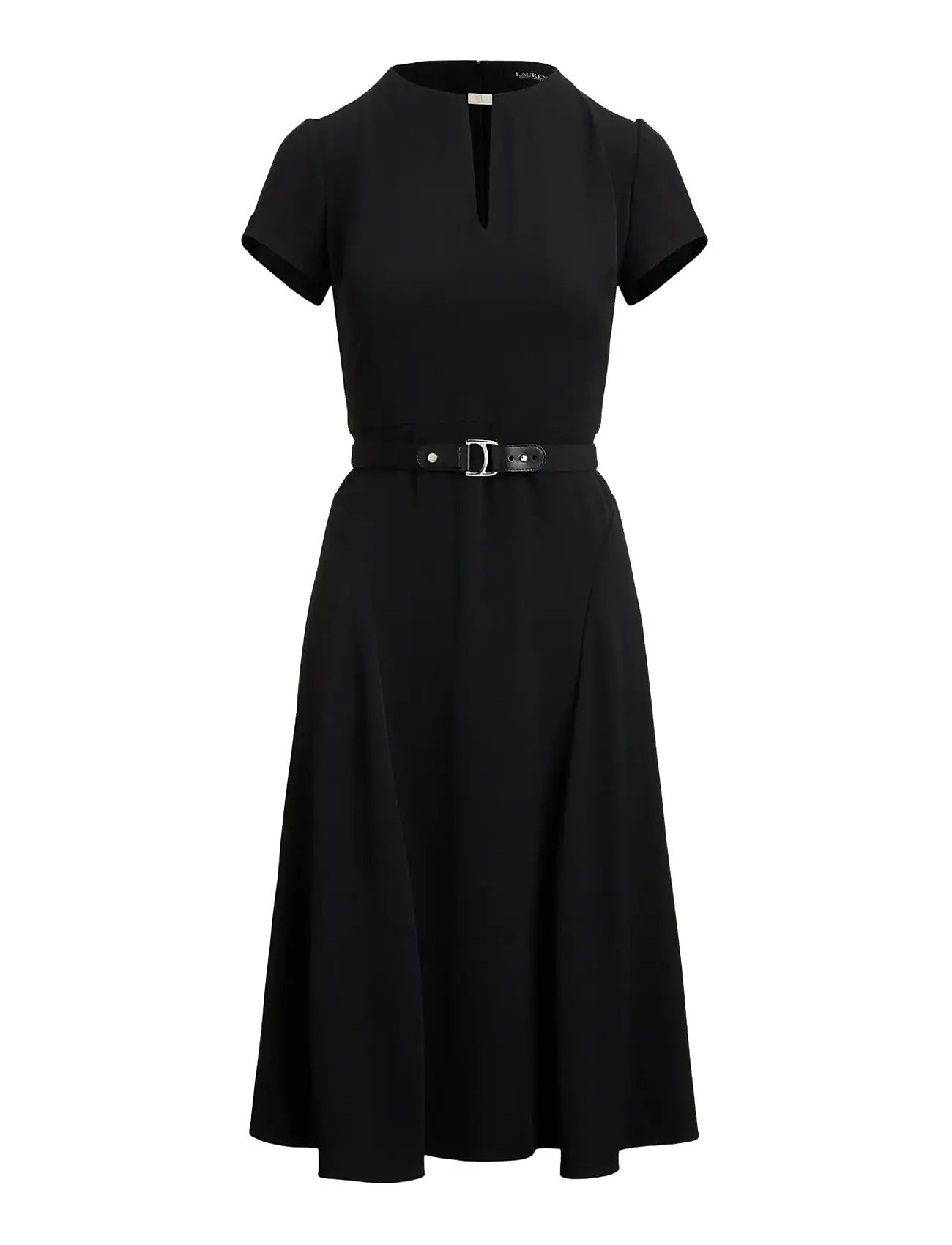 LAUREN RALPH LAUREN Belted Georgette Kleid Schwarz - 42 - Damen