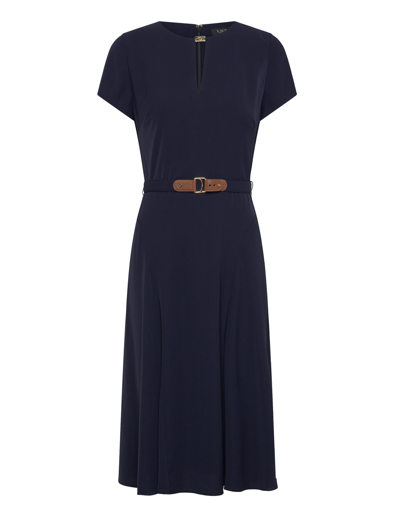 Belted Georgette Dress Knelang Kjole Navy Lauren Ralph Lauren
