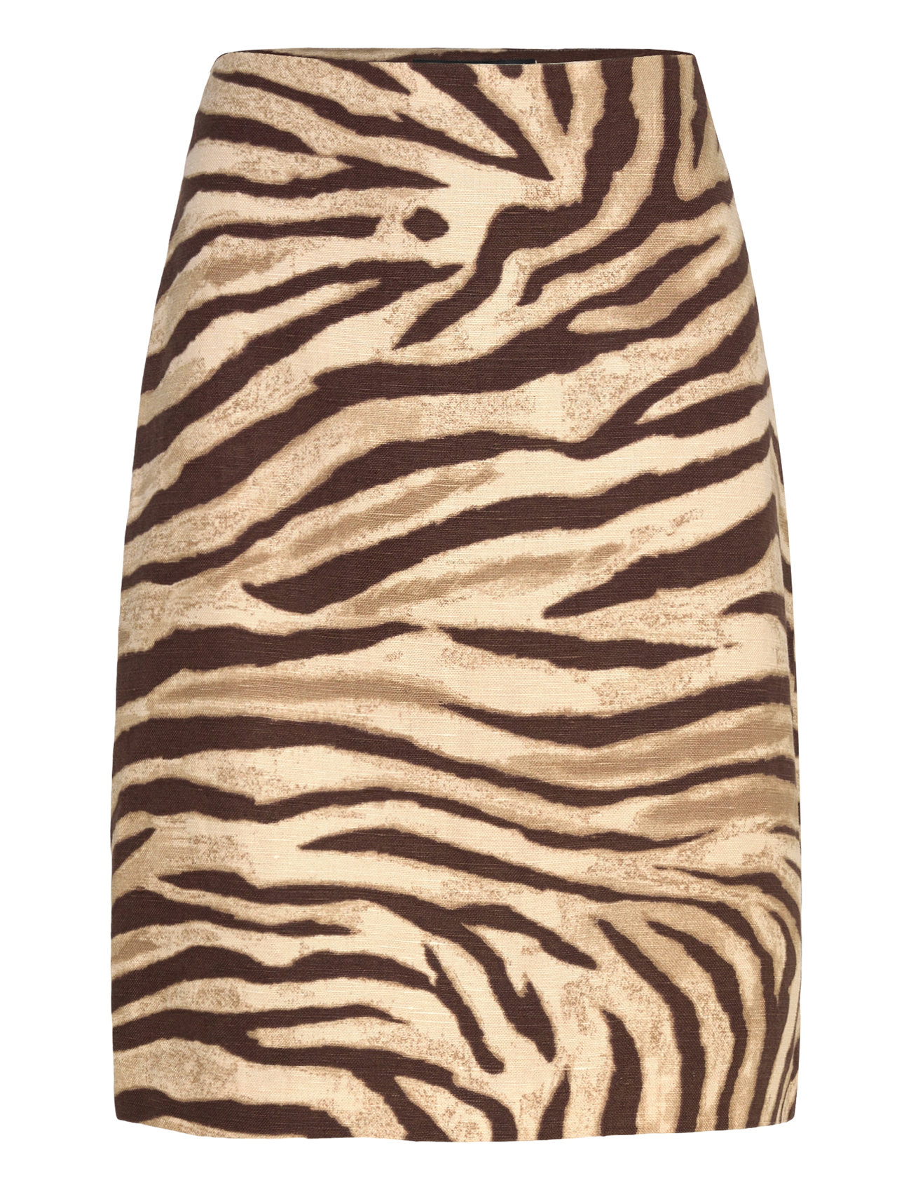 Zebra-Print Linen-Cotton Pencil Skirt Skirts Short Skirts Beige Lauren Ralph Lauren