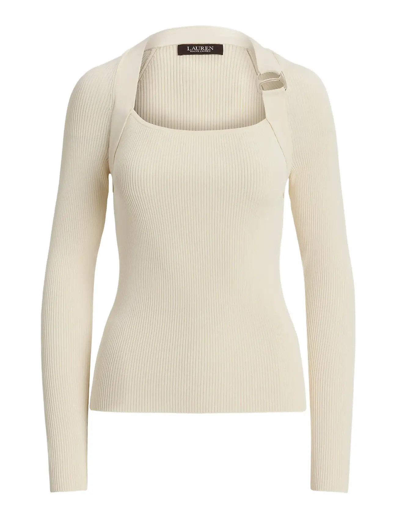 LAUREN RALPH LAUREN Buckle-Trim Rib-Knit Pullover Cream - XL - Damen