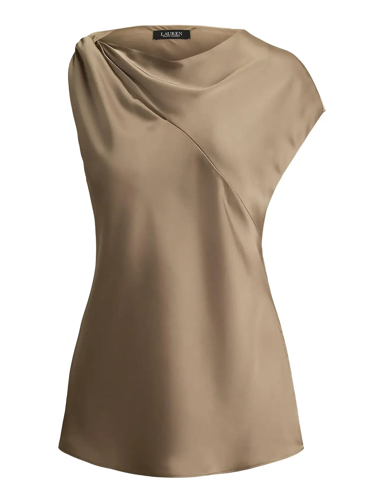 LAUREN RALPH LAUREN Charmeuse Asymmetrical Bluse Beige - M - Damen