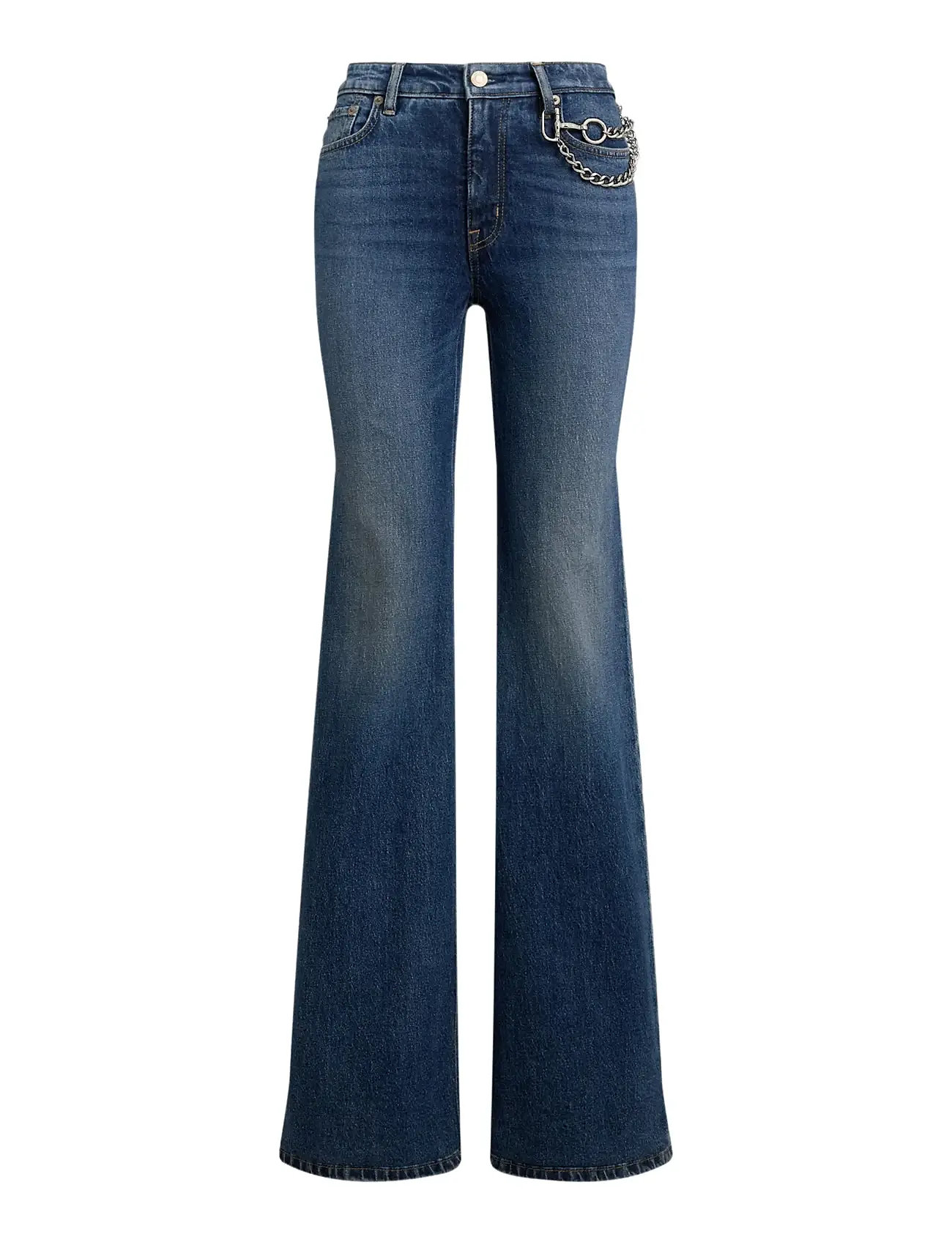 LAUREN RALPH LAUREN Chain-Trim High-Rise Flare Jean Blau - 42 - Damen