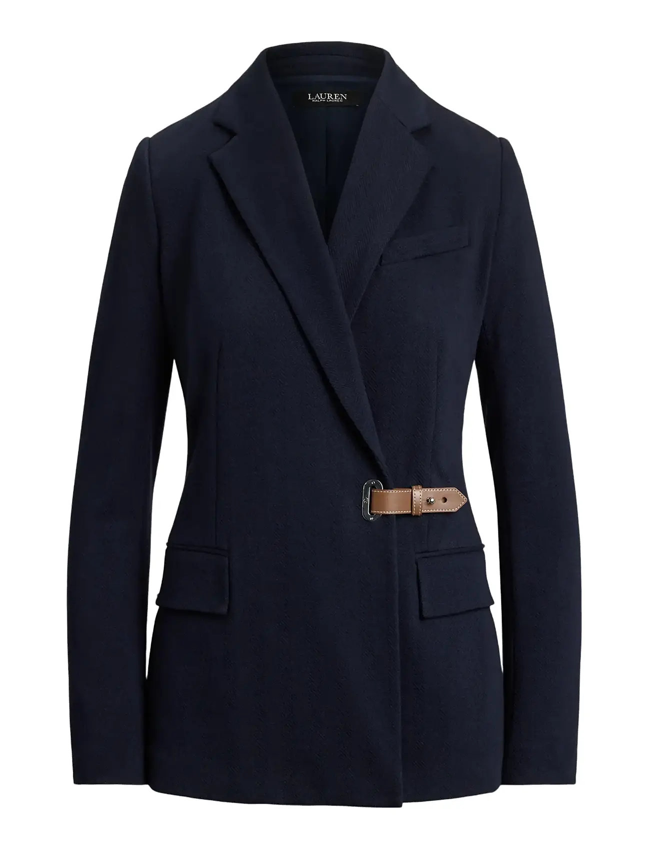 LAUREN RALPH LAUREN Buckle-Trim Herringbone Jacquard Blazer Navy - 32 - Damen