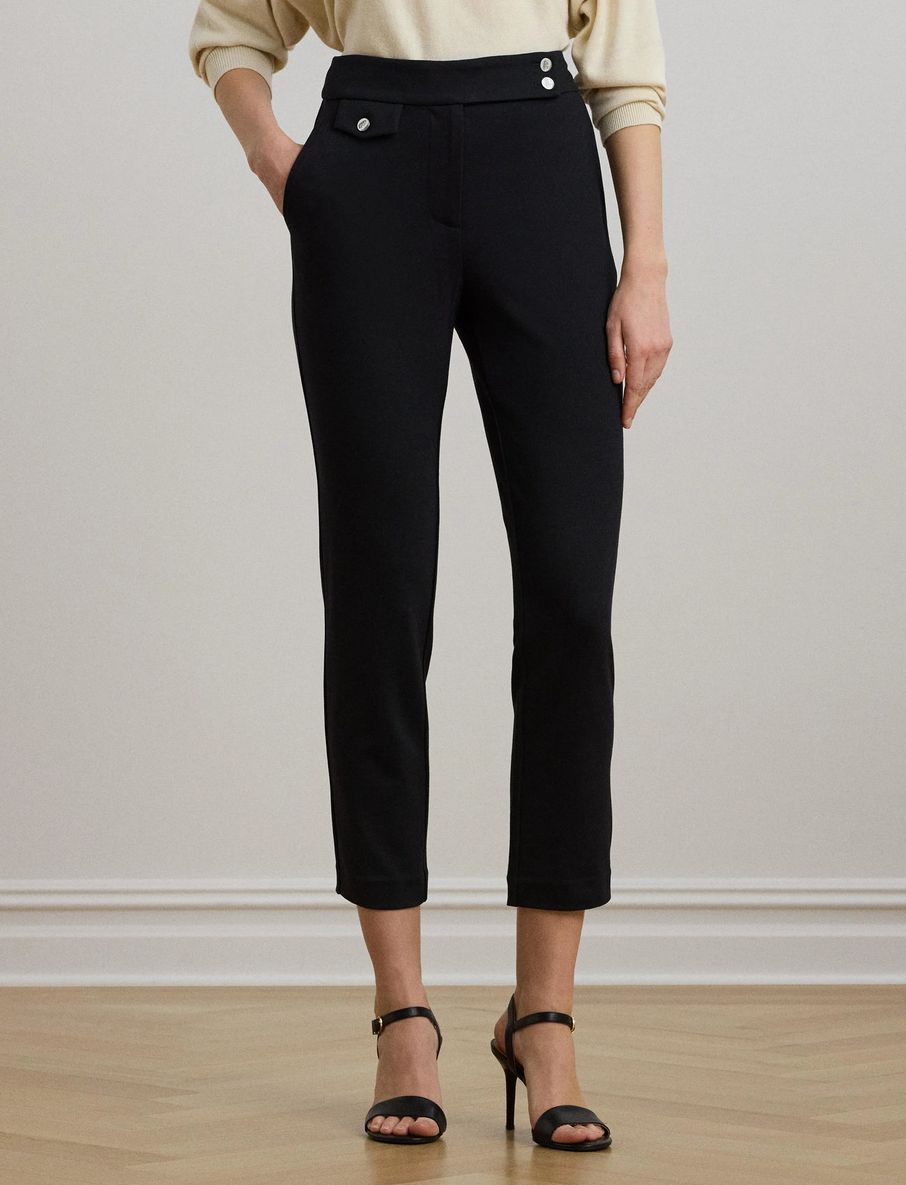 Lauren Ralph Lauren Ponte Ankle Pant, L, Black, Bukser > Slim Fit-Bukser, Dame