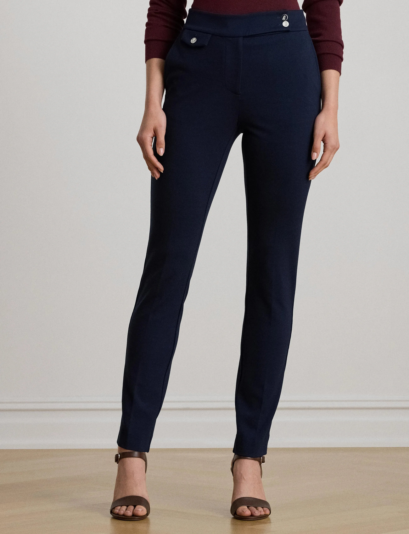 Lauren Ralph Lauren Ponte Ankle Pant, L, Navy, Bukser > Slim Fit-Bukser, Dame