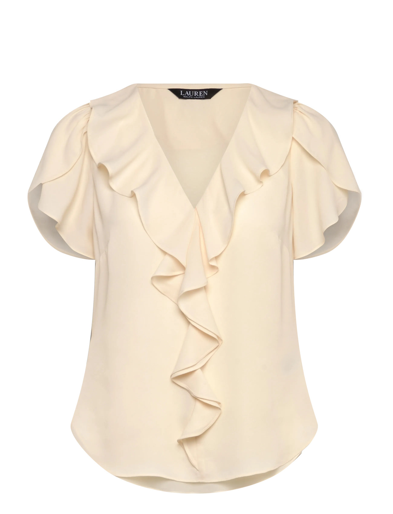 Lauren Ralph Lauren Ruffle-Trim Georgette Blouse, XS, Cream, Bluser > Kortærmede, Dame