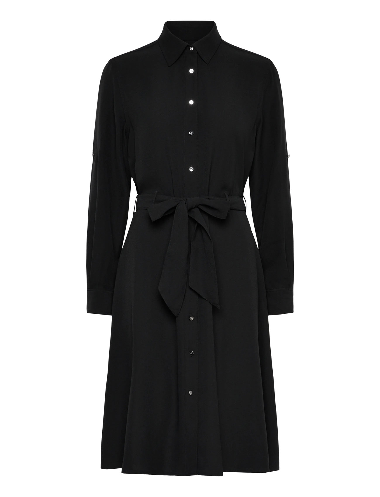 LAUREN RALPH LAUREN Double-Faced Georgette Shirtdress Schwarz - 32 - Damen