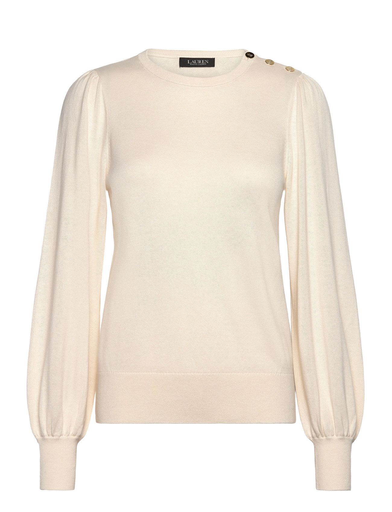 LAUREN RALPH LAUREN Button-Trim Puff-Sleeve Pullover Cream - S - Damen