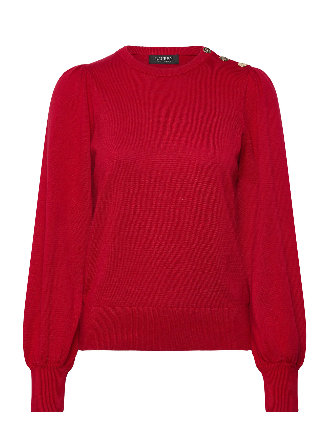 LAUREN RALPH LAUREN Button-Trim Puff-Sleeve Pullover Rot - S - Damen