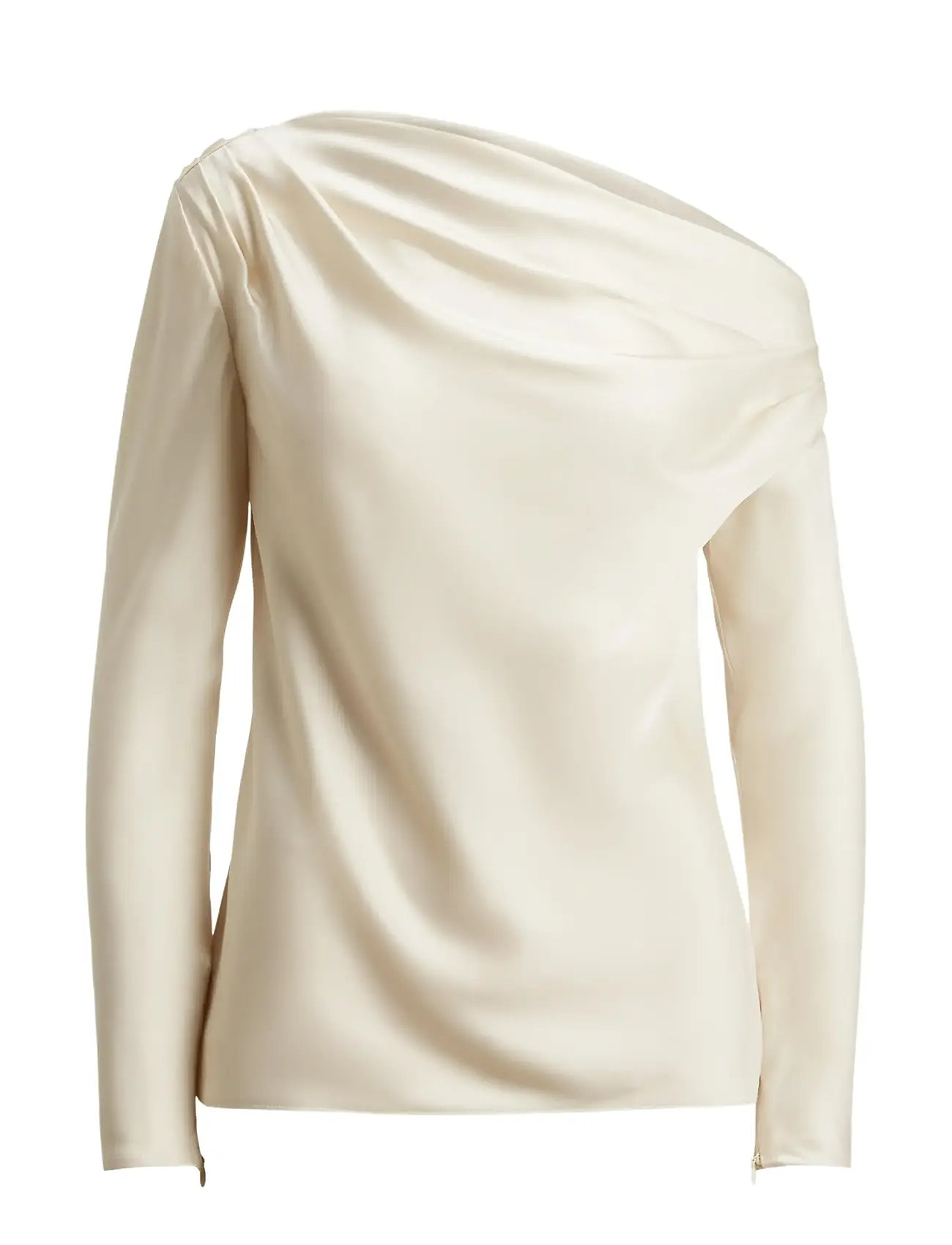 Lauren Ralph Lauren Satin Charmeuse Off-The-Shoulder Blouse, M, Cream, Bluser > Langærmede, Dame