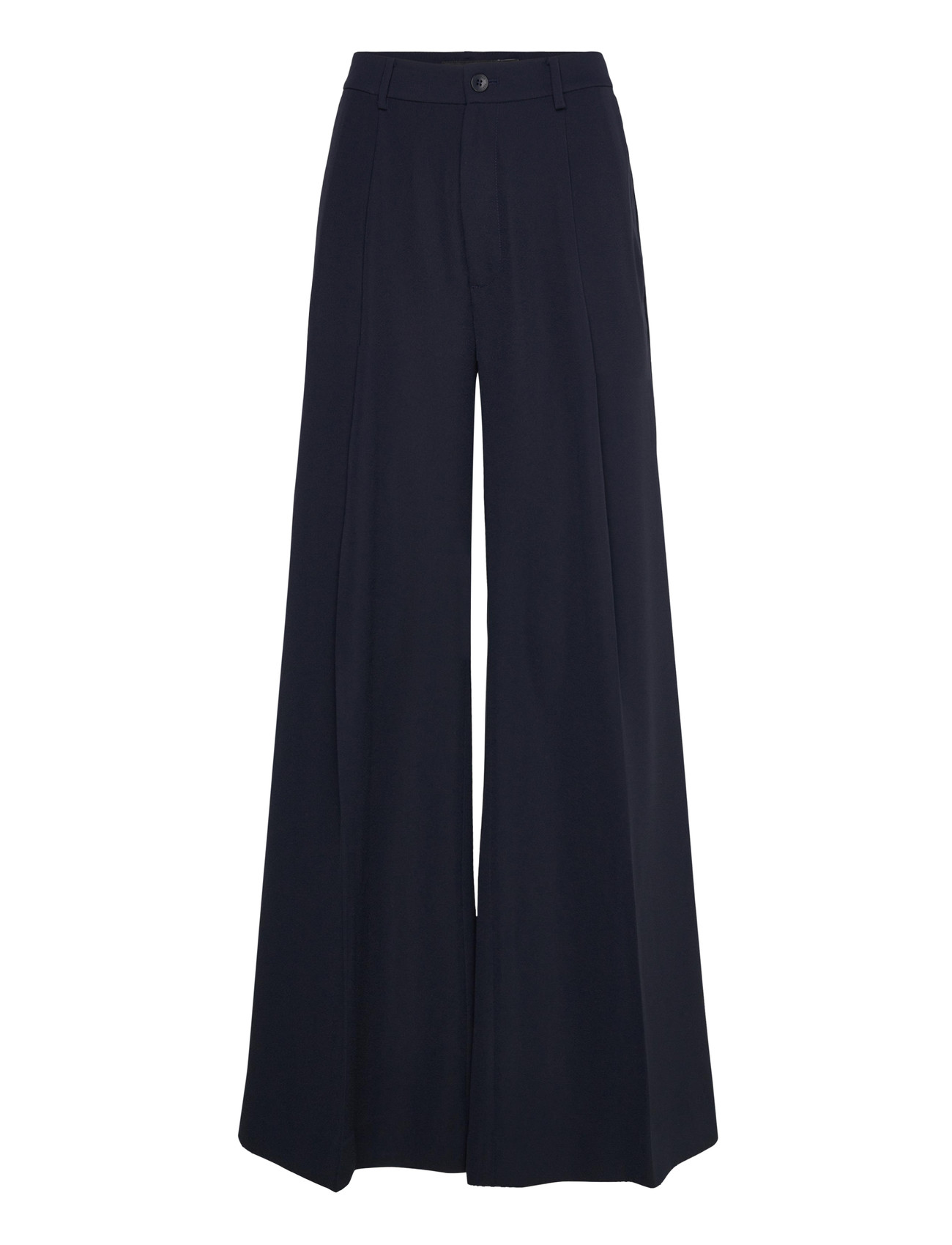 Lauren Ralph Lauren Double-Faced Georgette Wide-Leg Pant, 38, Navy, Bukser > Brede Ben, Dame