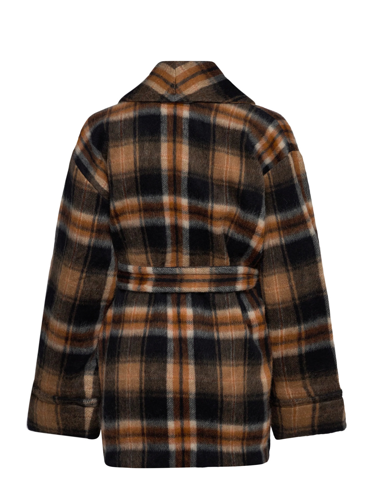 Lauren Ralph Lauren Plaid Wool Blend Shawl Collar Wrap Coat 2